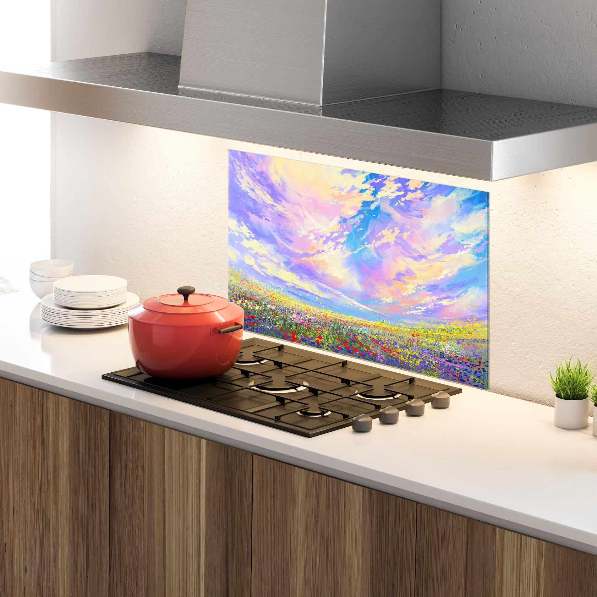 Panou Sticla Bucatarie Spring Field mockup 4