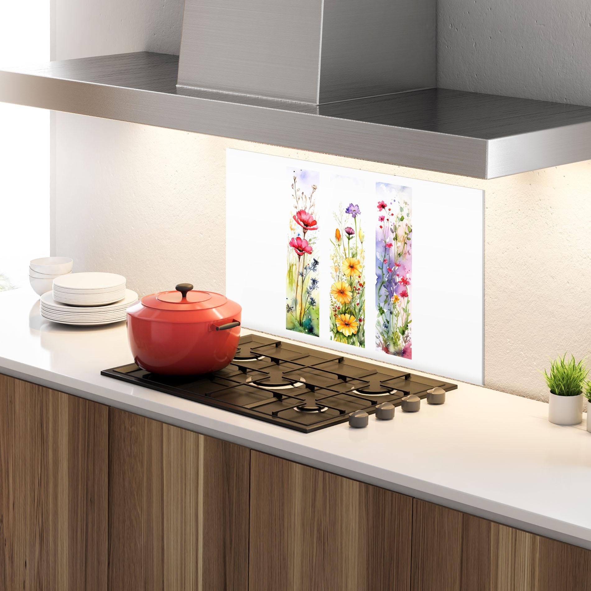 Panou Sticla Bucatarie Spring Flowers Set mockup 4