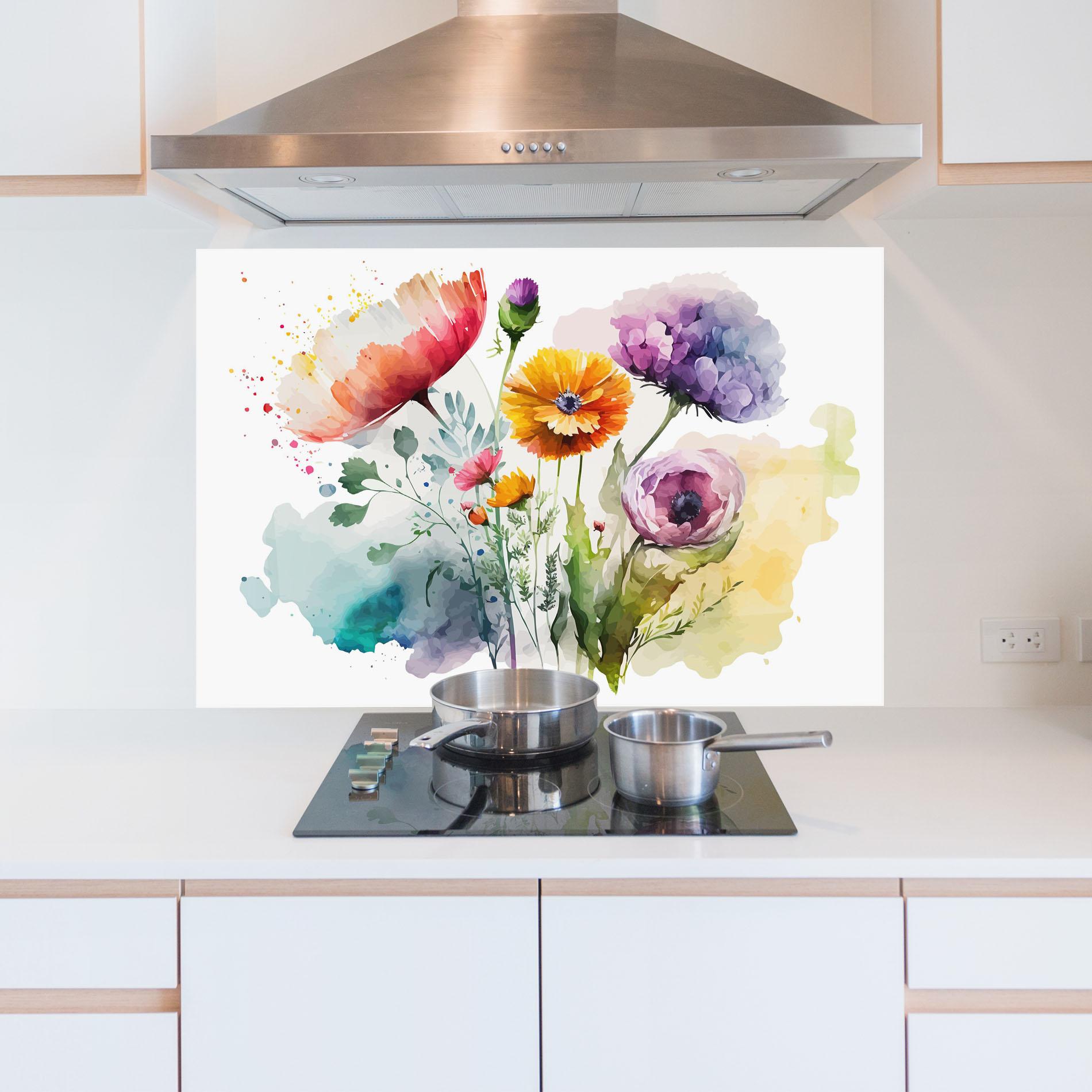 Panou Sticla Bucatarie Beautiful Spring Flowers mockup 5