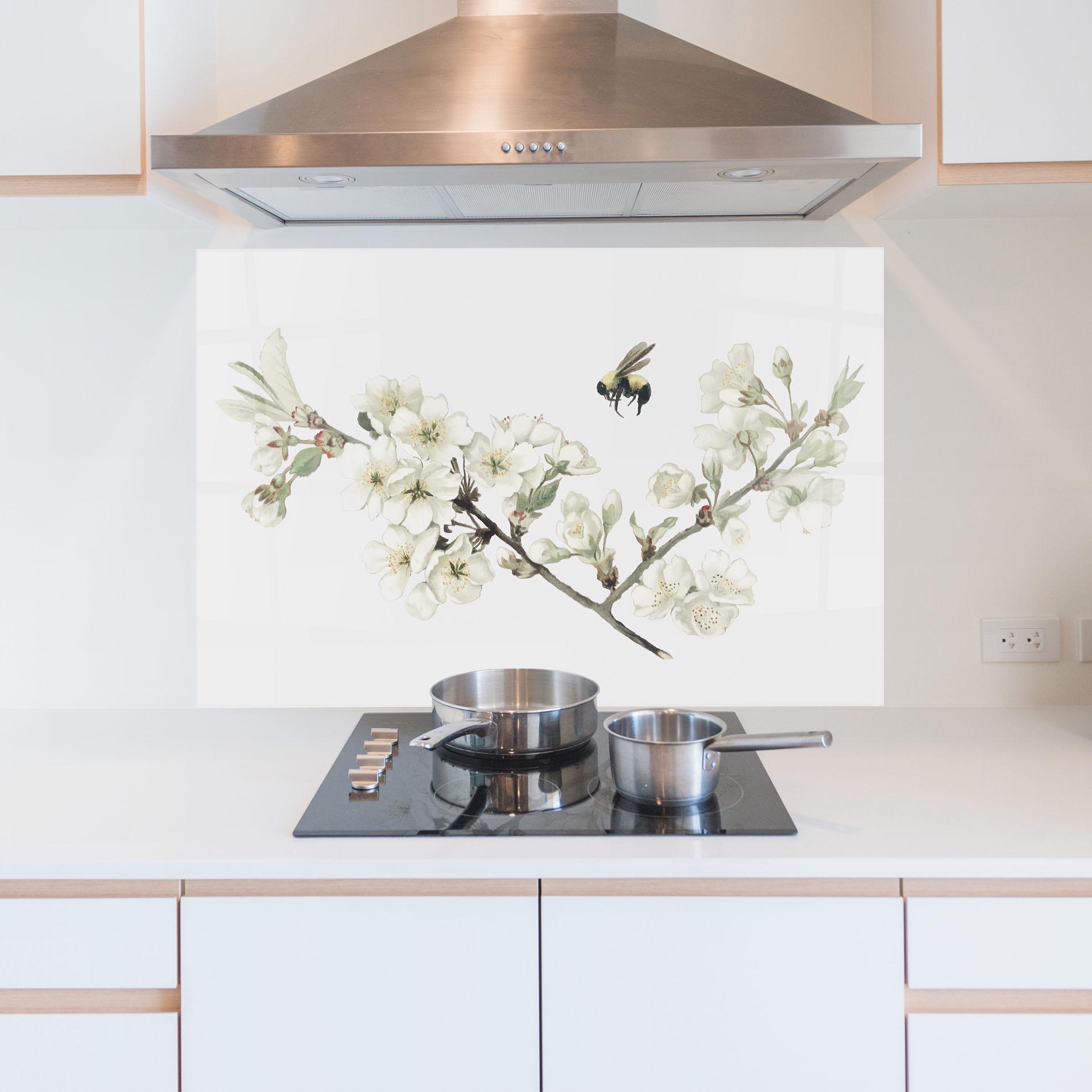 Panou Sticla Bucatarie Bee Spring Flower mockup 5