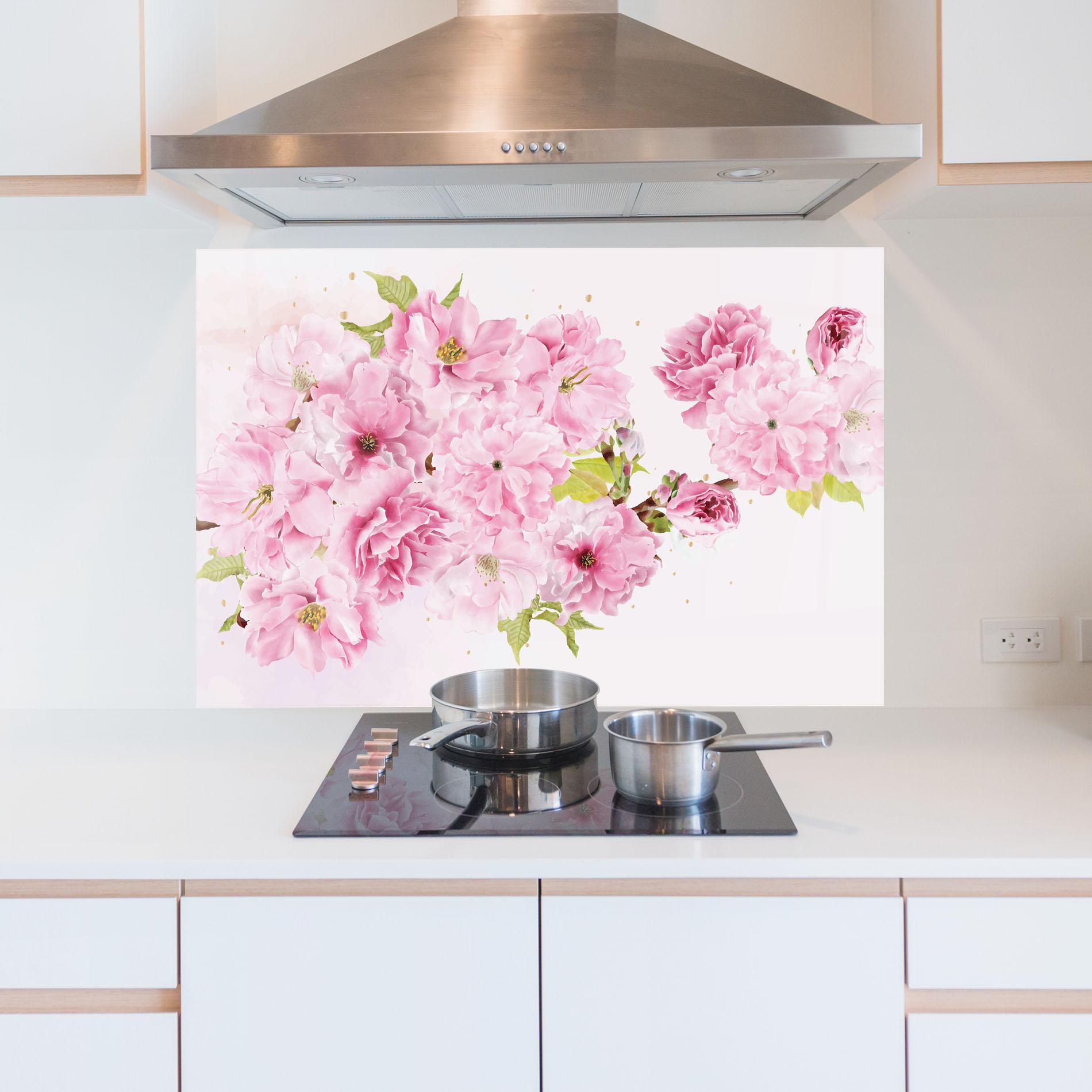 Panou Sticla Bucatarie Cherry Flower Spring mockup 5