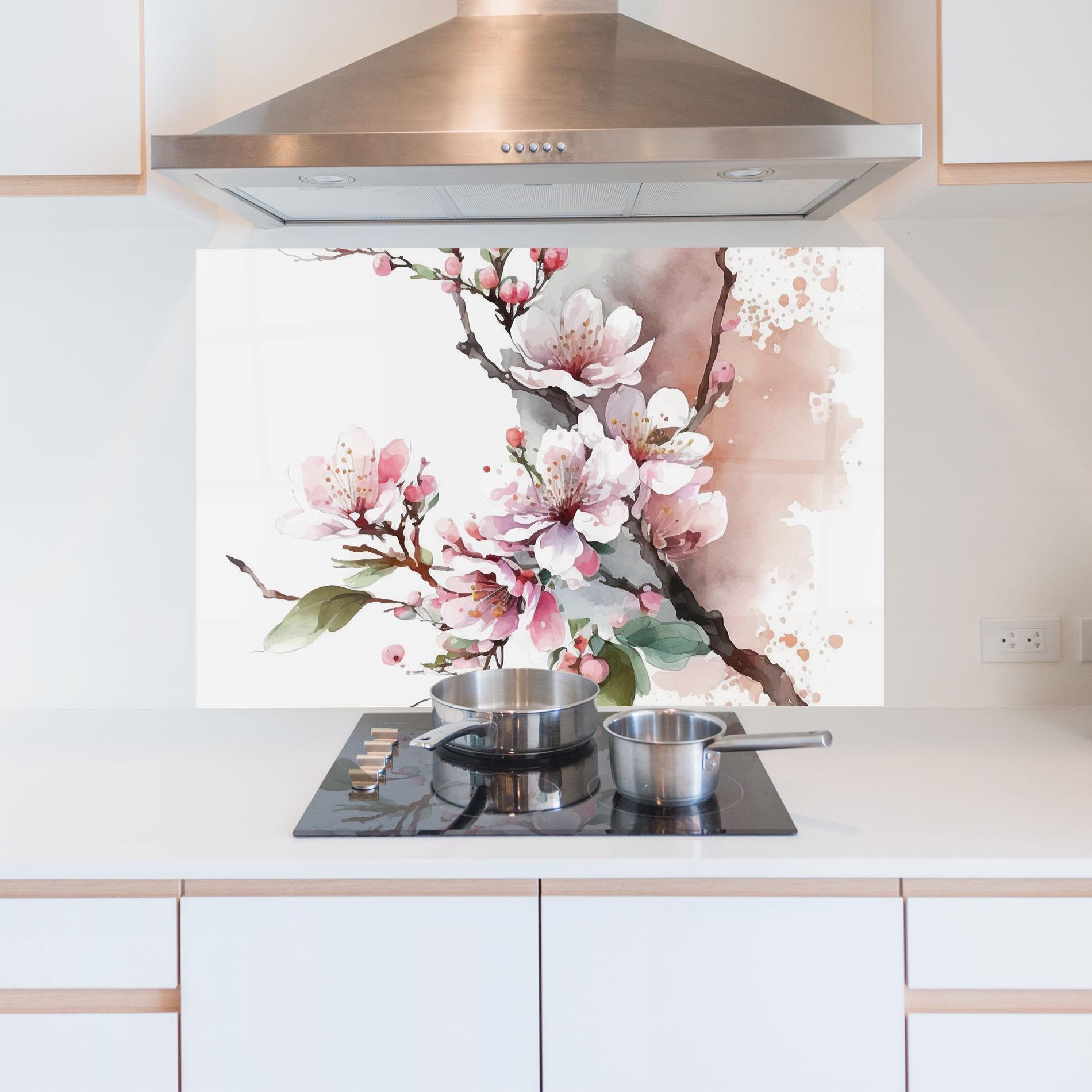 Panou Sticla Bucatarie Cherry Spring Flower mockup 5