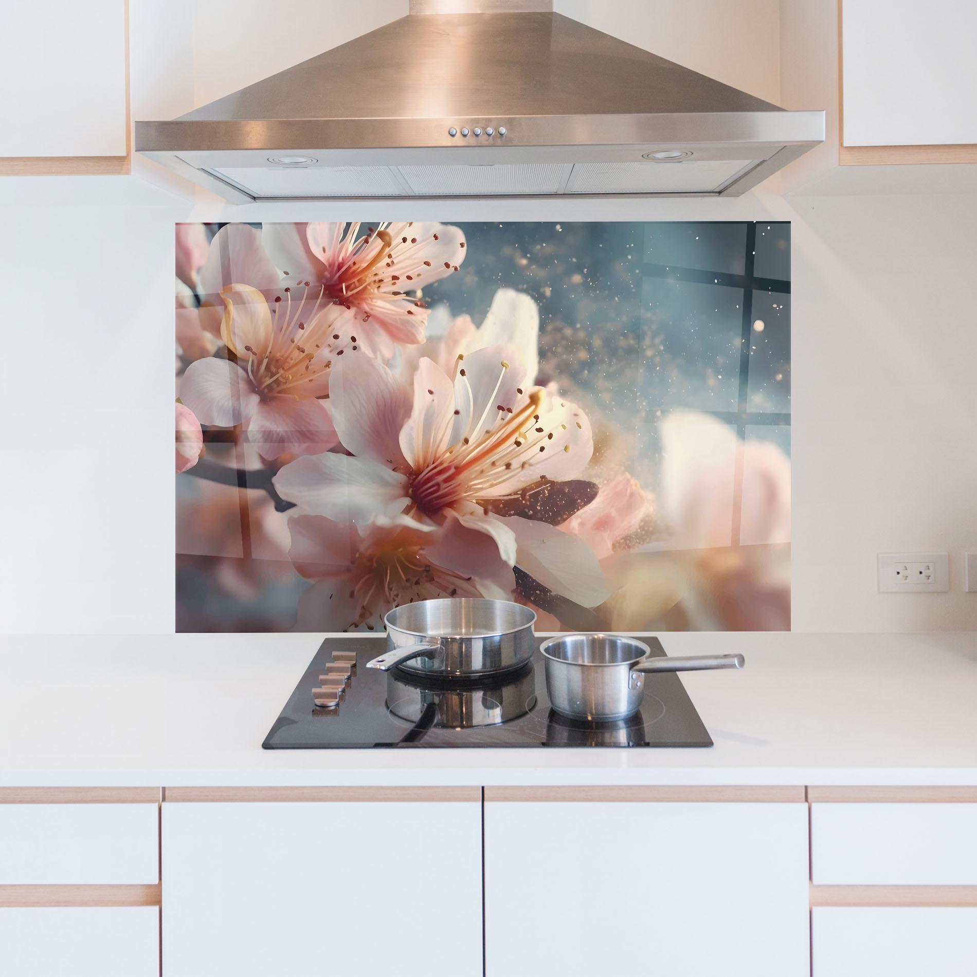 Panou Sticla Bucatarie Flower Spring Art mockup 5