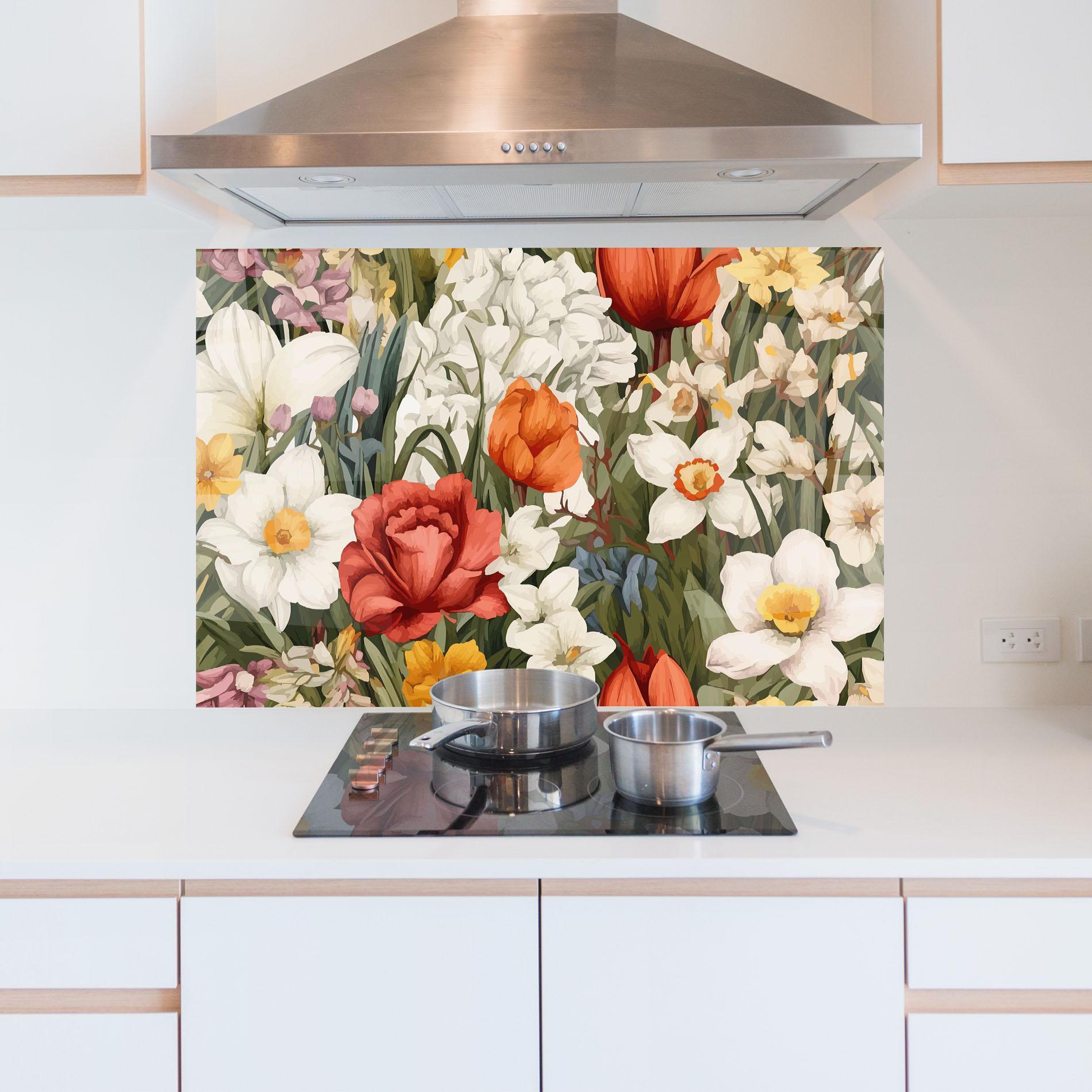 Panou Sticla Bucatarie Orange Red Spring mockup 5