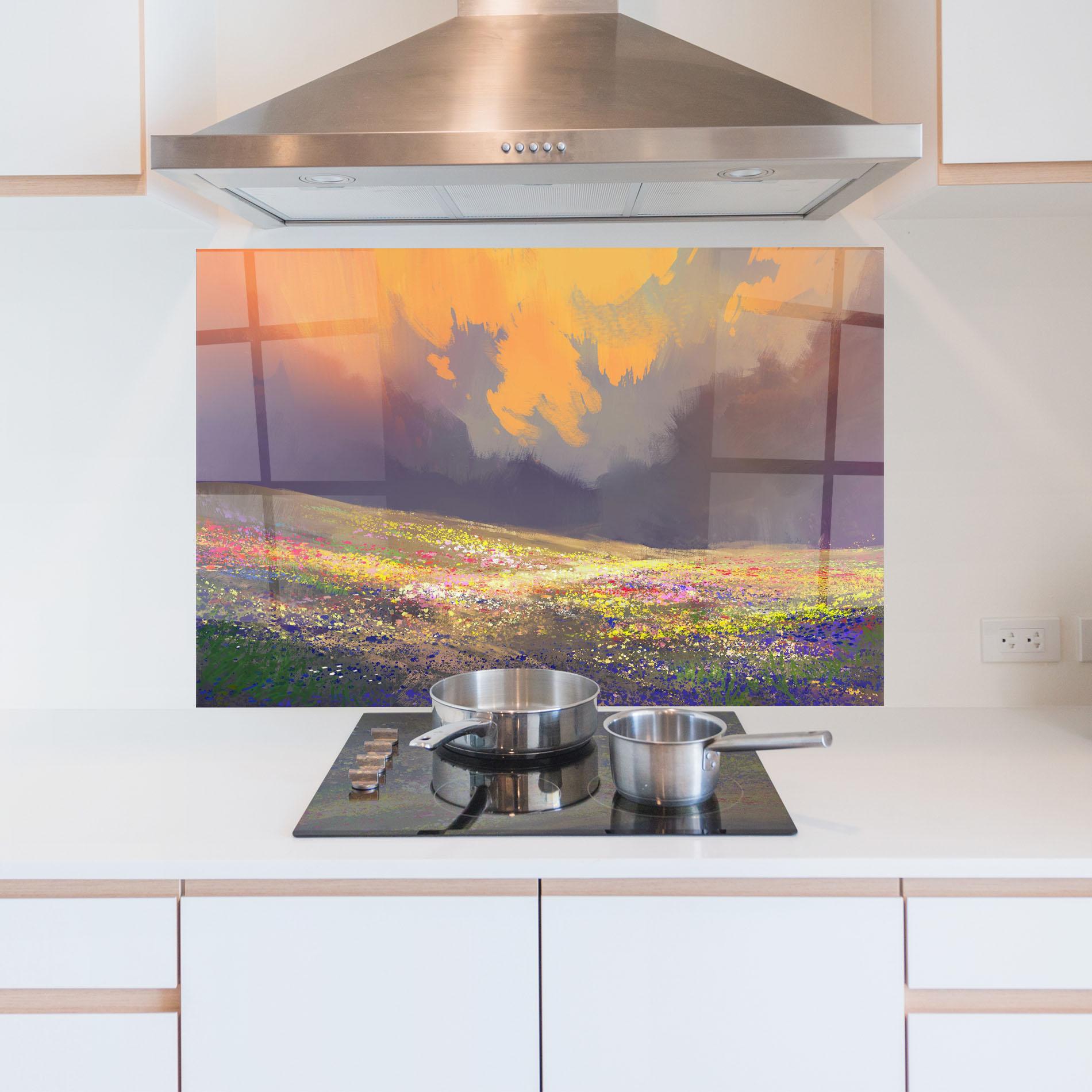 Panou Sticla Bucatarie Pretty Spring Field mockup 5