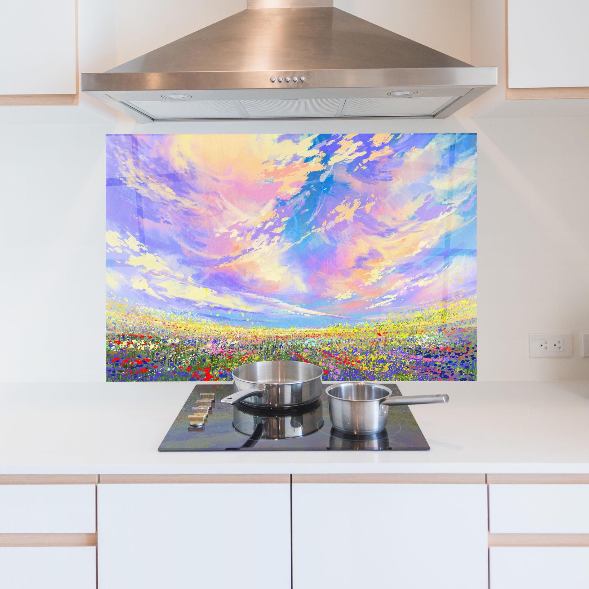 Panou Sticla Bucatarie Spring Field mockup 5