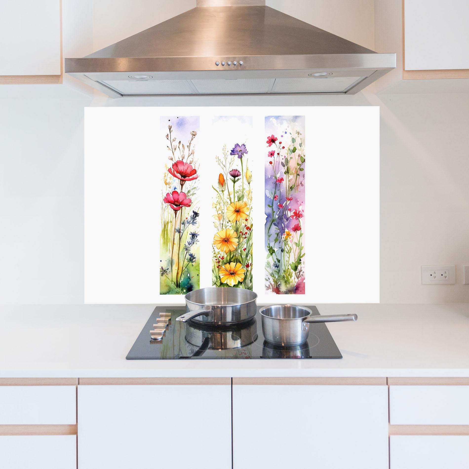 Panou Sticla Bucatarie Spring Flowers Set mockup 5