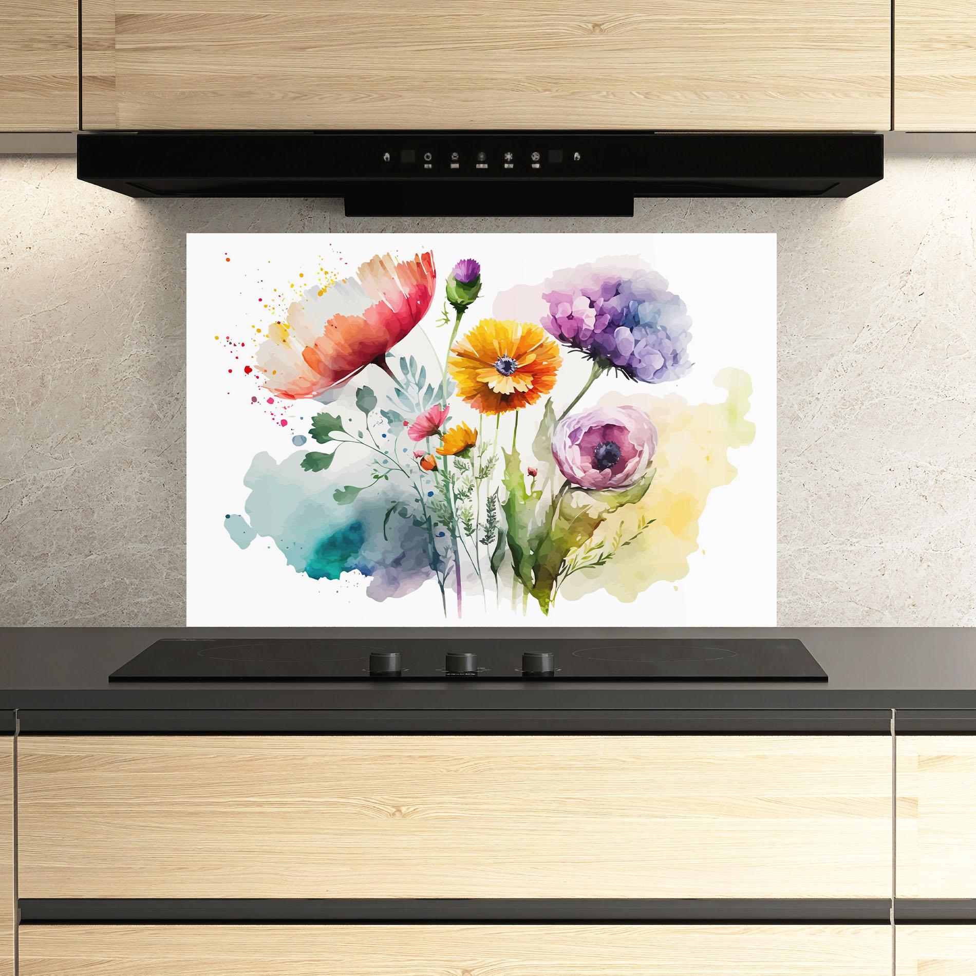 Panou Sticla Bucatarie Beautiful Spring Flowers mockup 3