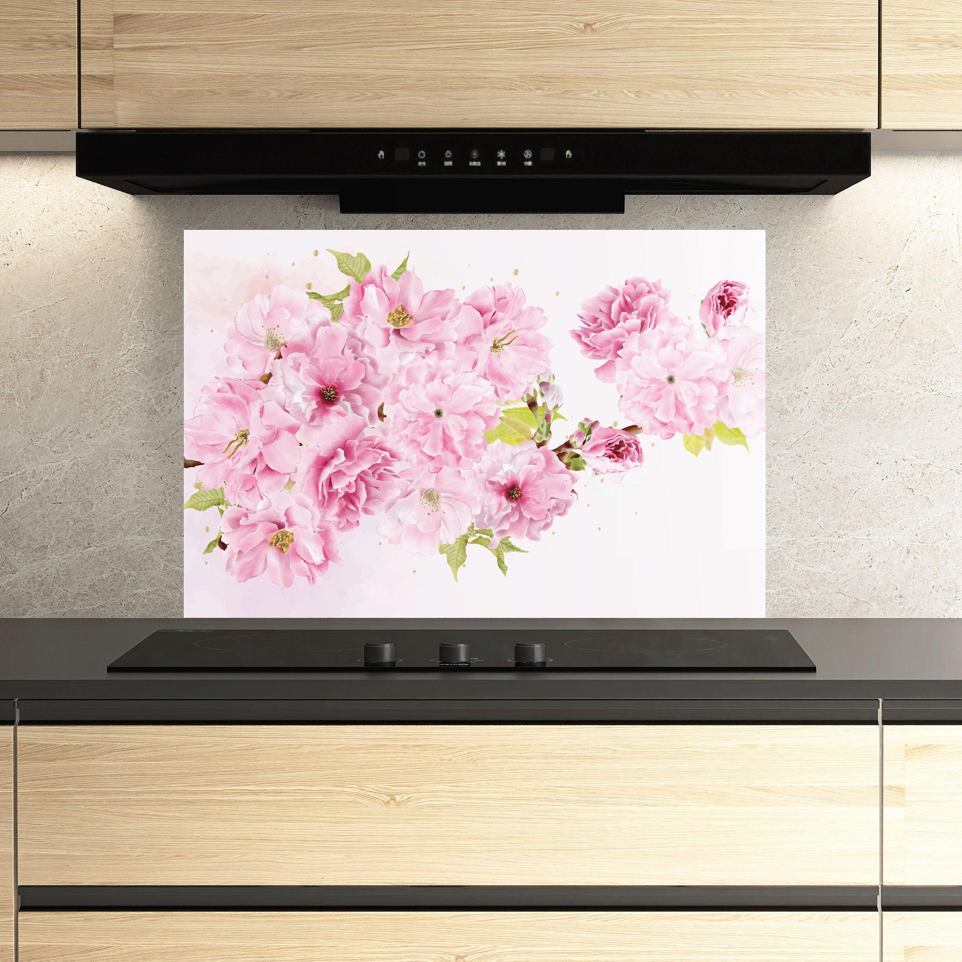 Panou Sticla Bucatarie Cherry Flower Spring mockup 3