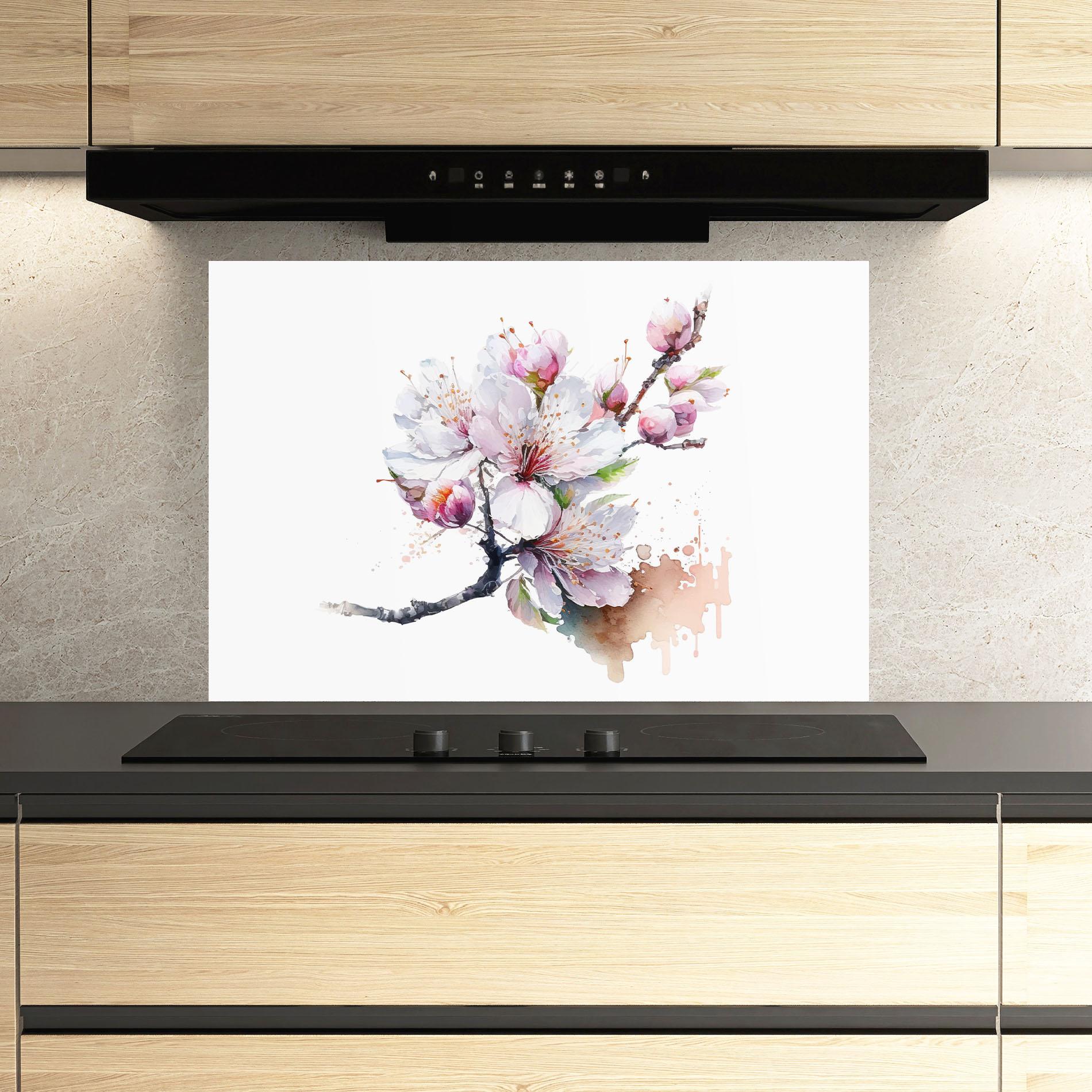 Panou Sticla Bucatarie Cherry Spring Art mockup 3