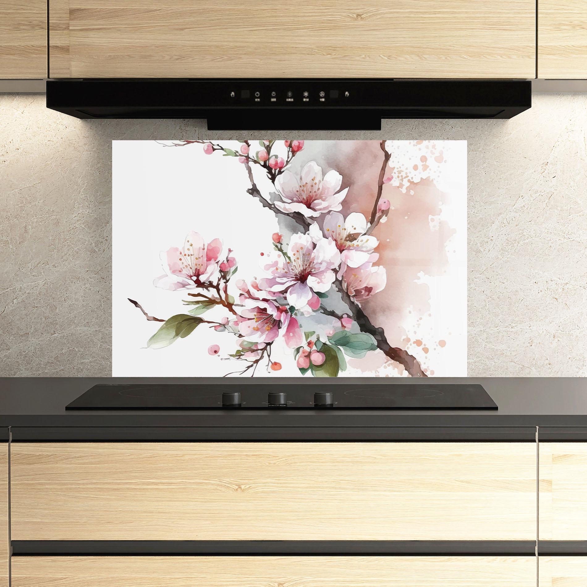 Panou Sticla Bucatarie Cherry Spring Flower mockup 3
