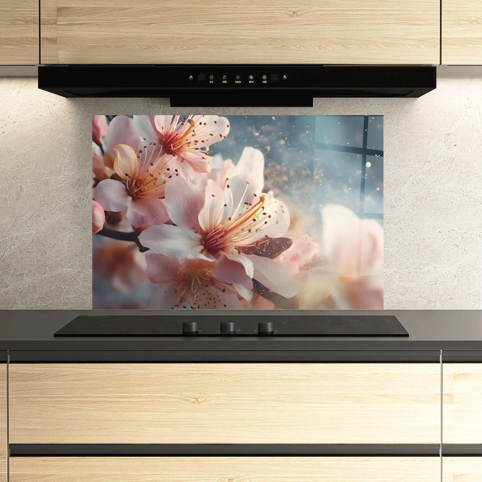 Panou Sticla Bucatarie Flower Spring Art mockup 3