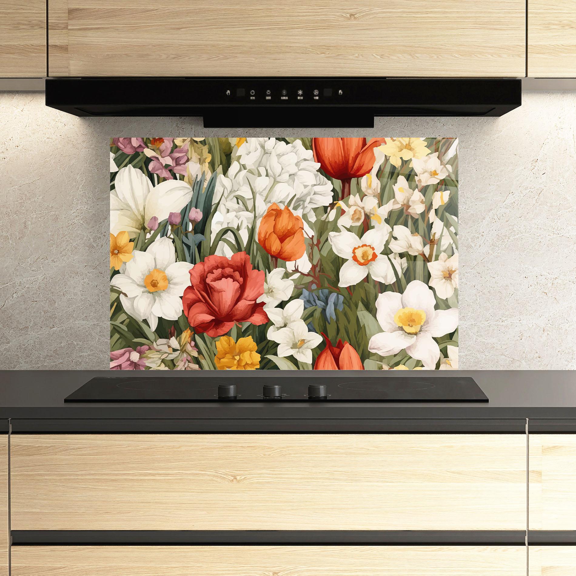 Panou Sticla Bucatarie Orange Red Spring mockup 3