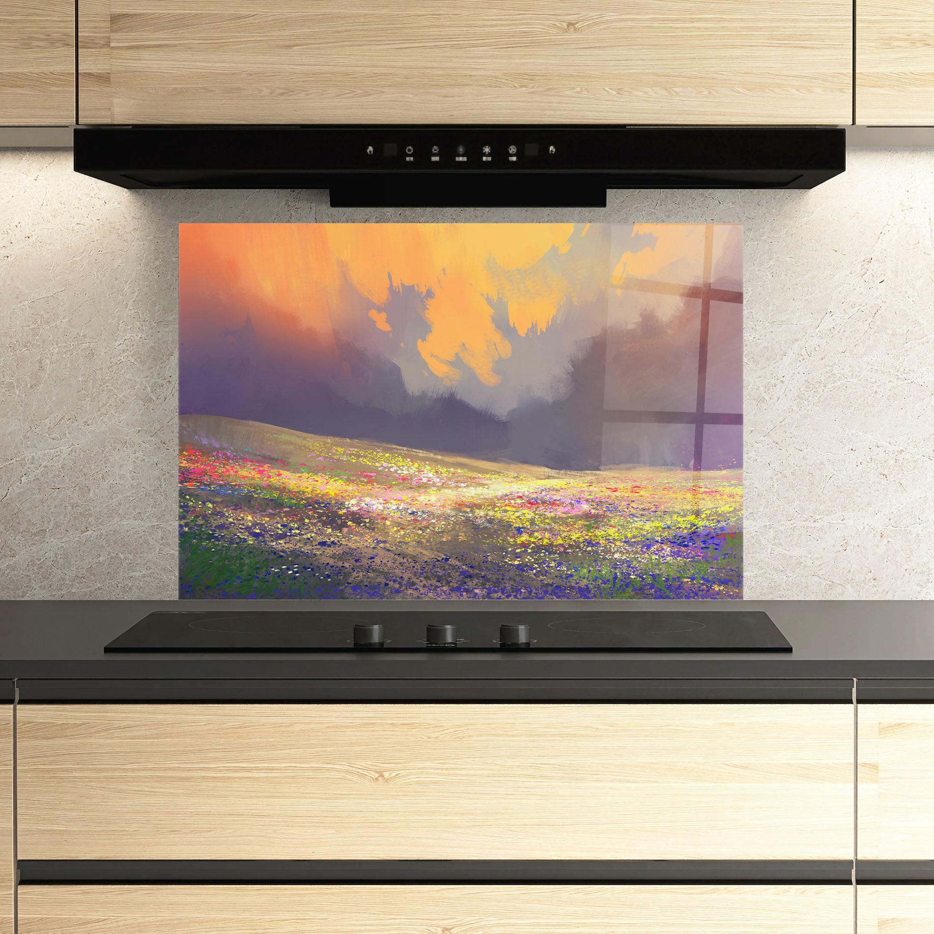 Panou Sticla Bucatarie Pretty Spring Field mockup 3