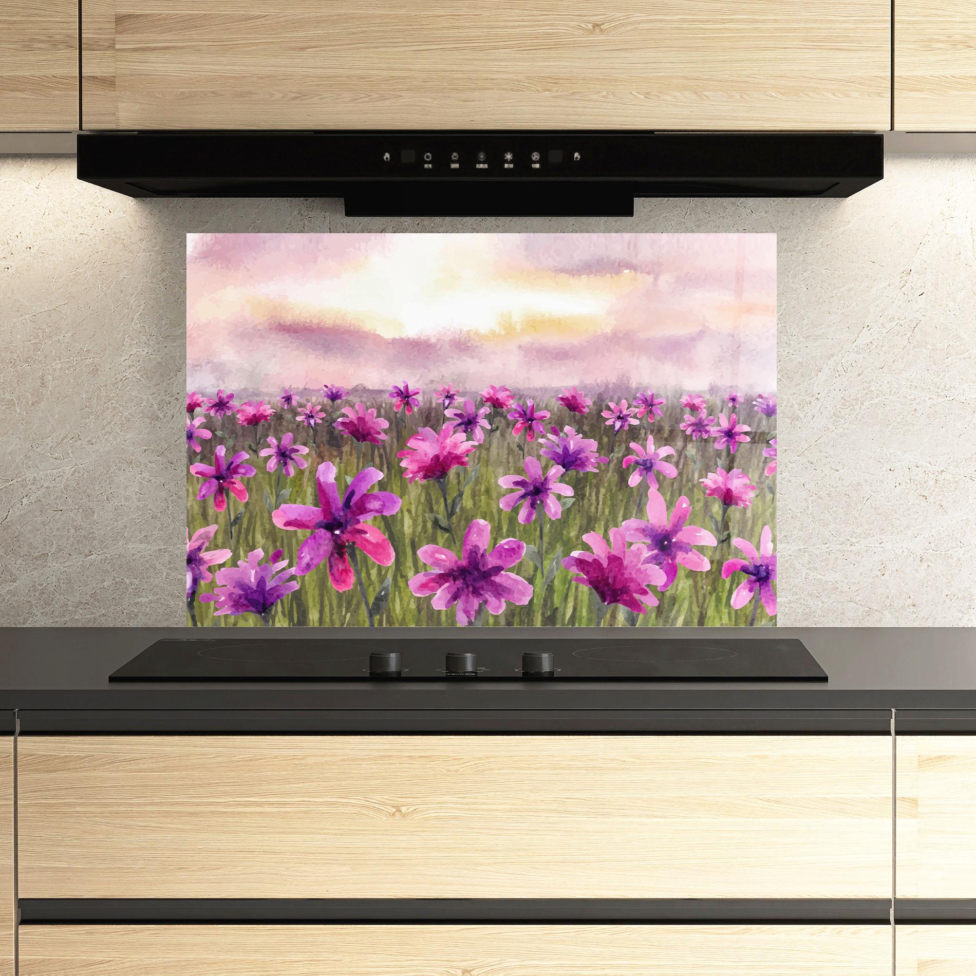 Panou Sticla Bucatarie Purple Flower Spring mockup 3