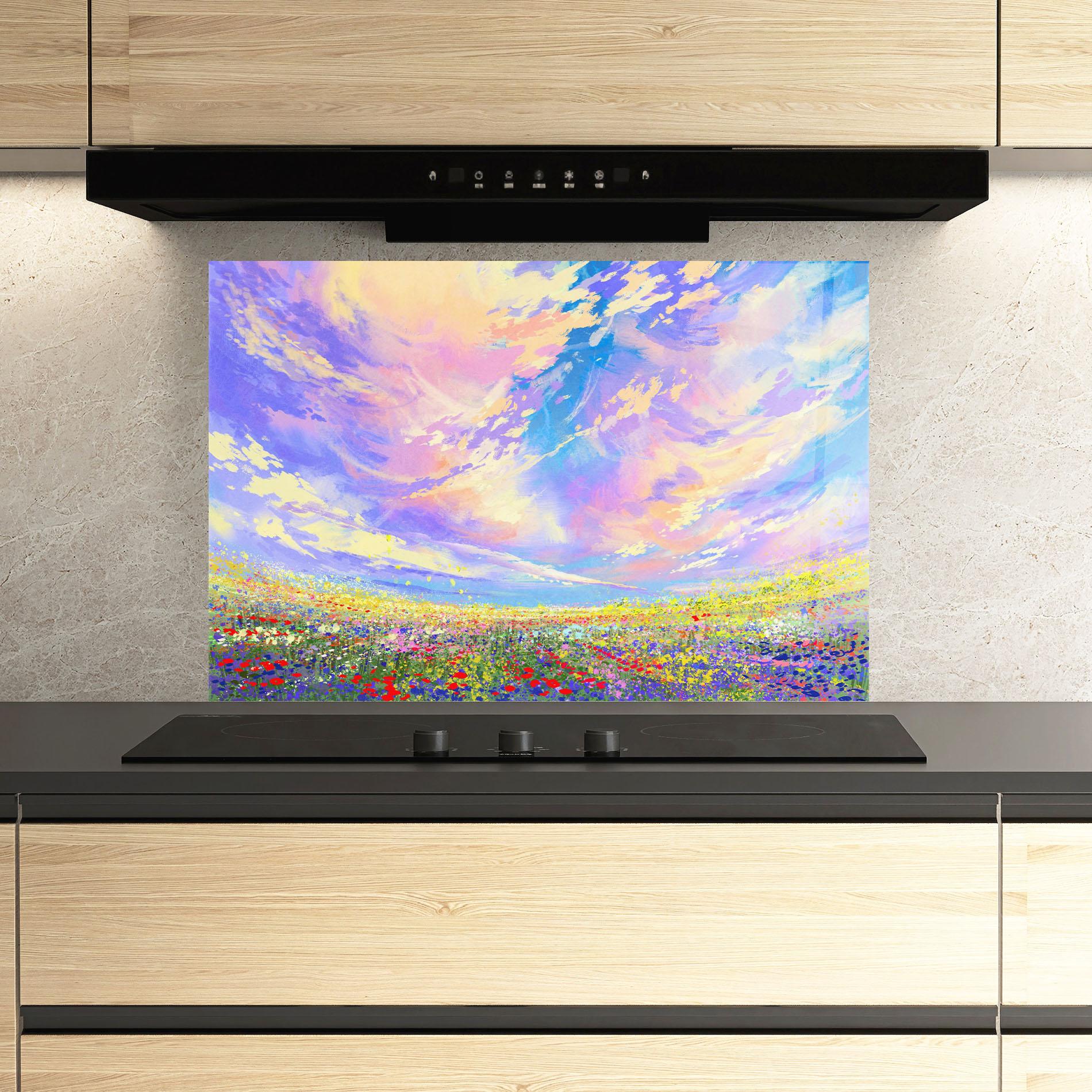 Panou Sticla Bucatarie Spring Field mockup 3