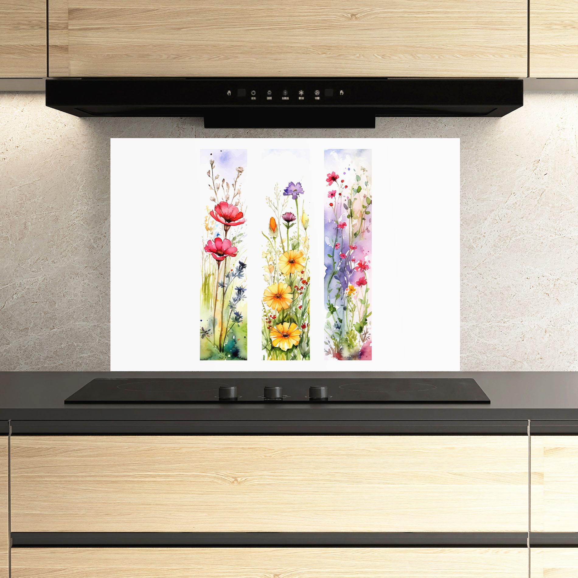 Panou Sticla Bucatarie Spring Flowers Set mockup 3