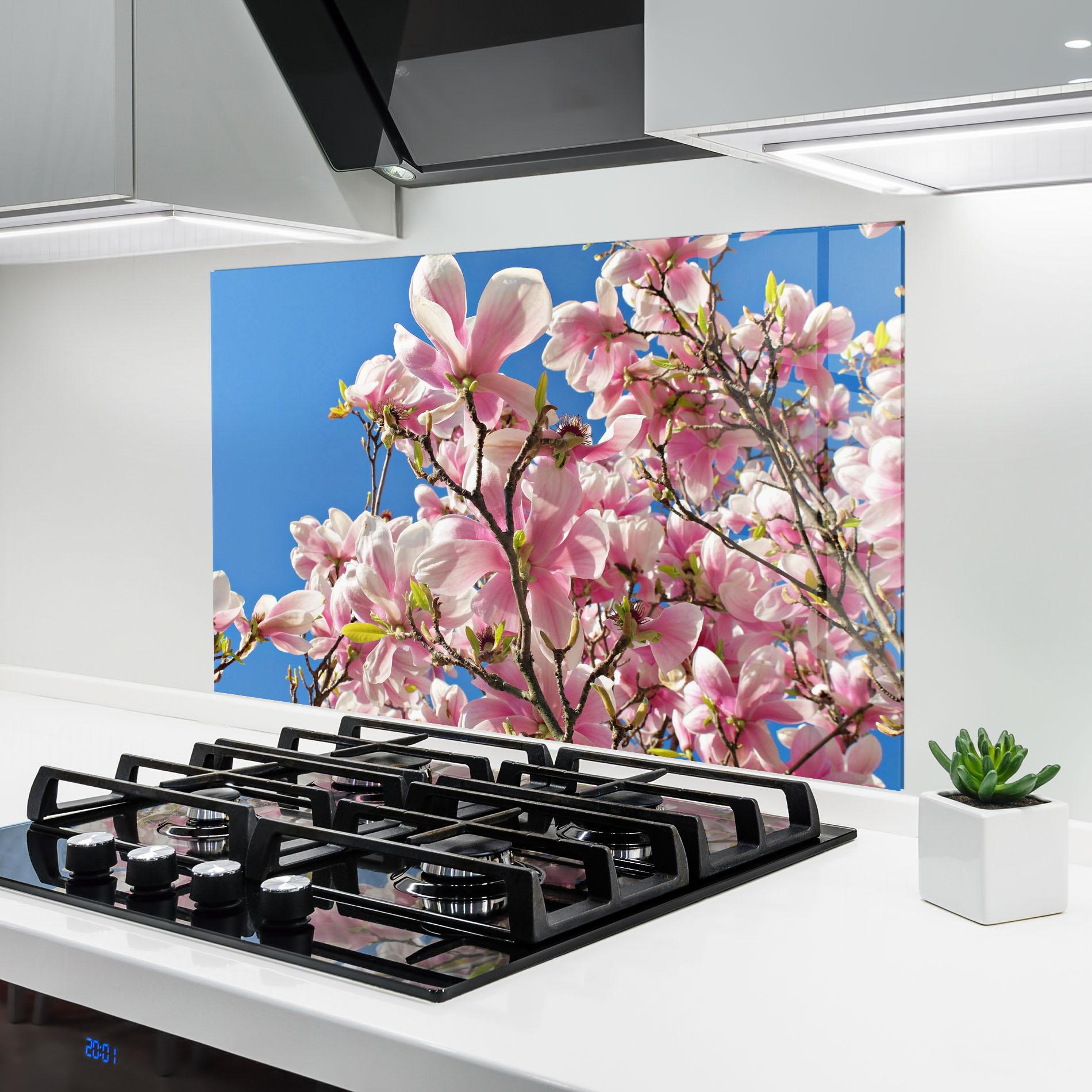 Panou Sticla Bucatarie Beautiful Pink Chinese Tree mockup 6