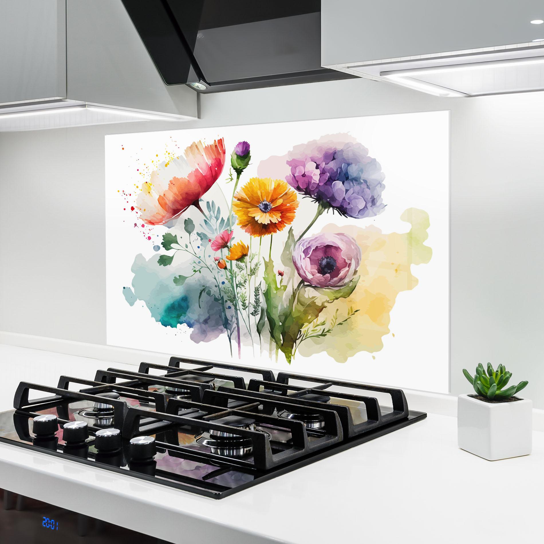 Panou Sticla Bucatarie Beautiful Spring Flowers mockup 6