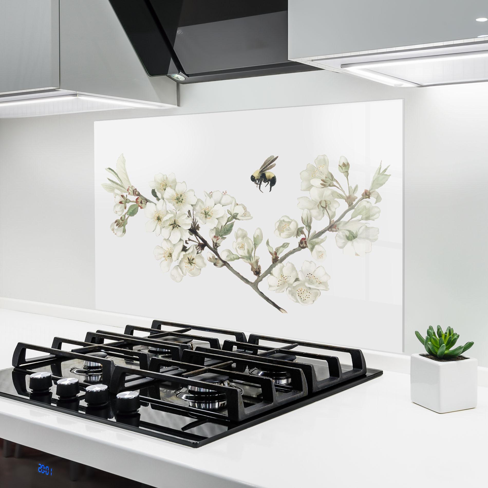 Panou Sticla Bucatarie Bee Spring Flower mockup 6