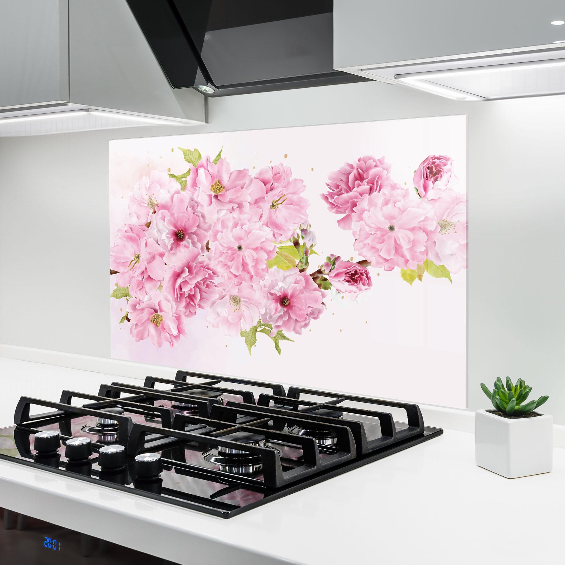 Panou Sticla Bucatarie Cherry Flower Spring mockup 6