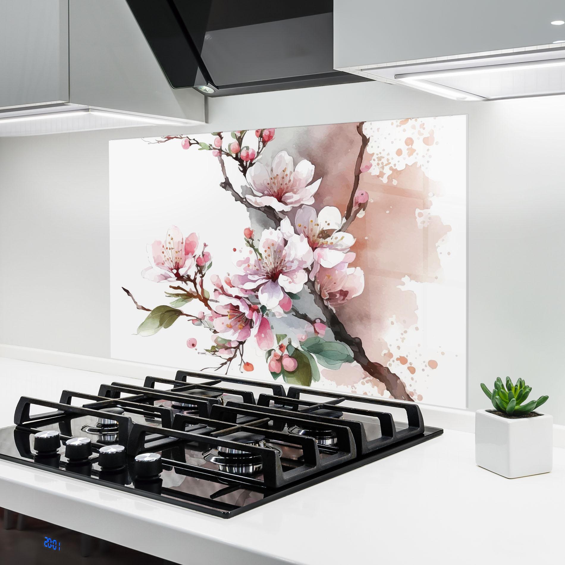 Panou Sticla Bucatarie Cherry Spring Flower mockup 6