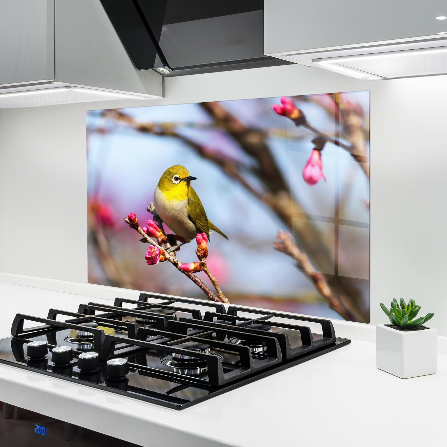 Panou Sticla Bucatarie Cute Pink Flower Buds mockup 6