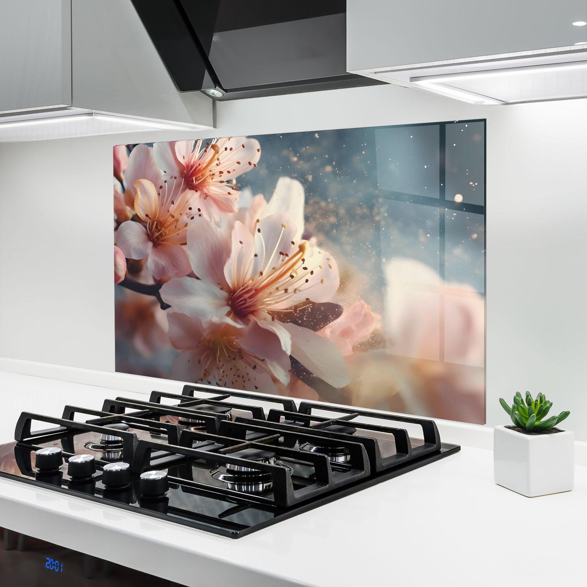 Panou Sticla Bucatarie Flower Spring Art mockup 6