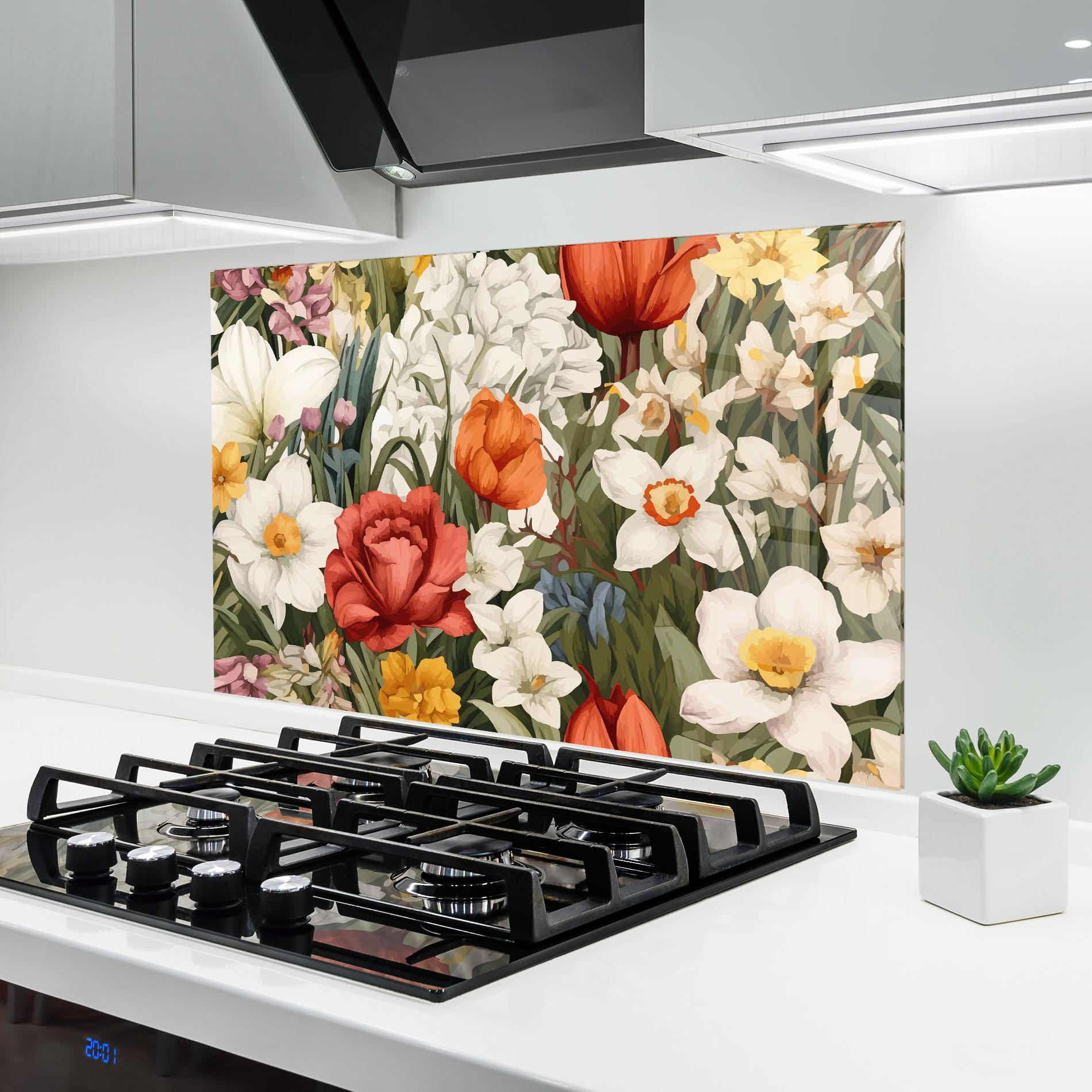 Panou Sticla Bucatarie Orange Red Spring mockup 6