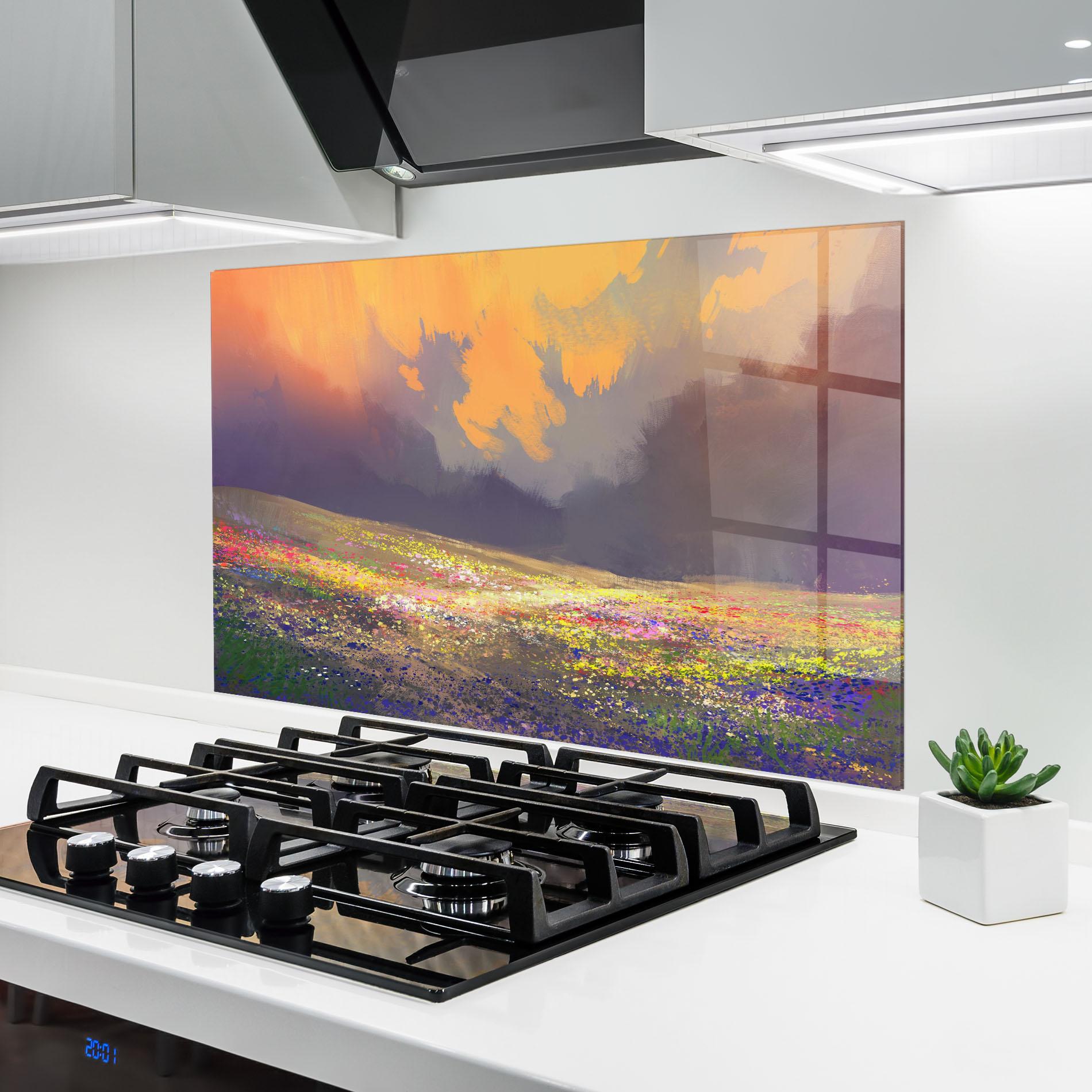 Panou Sticla Bucatarie Pretty Spring Field mockup 6