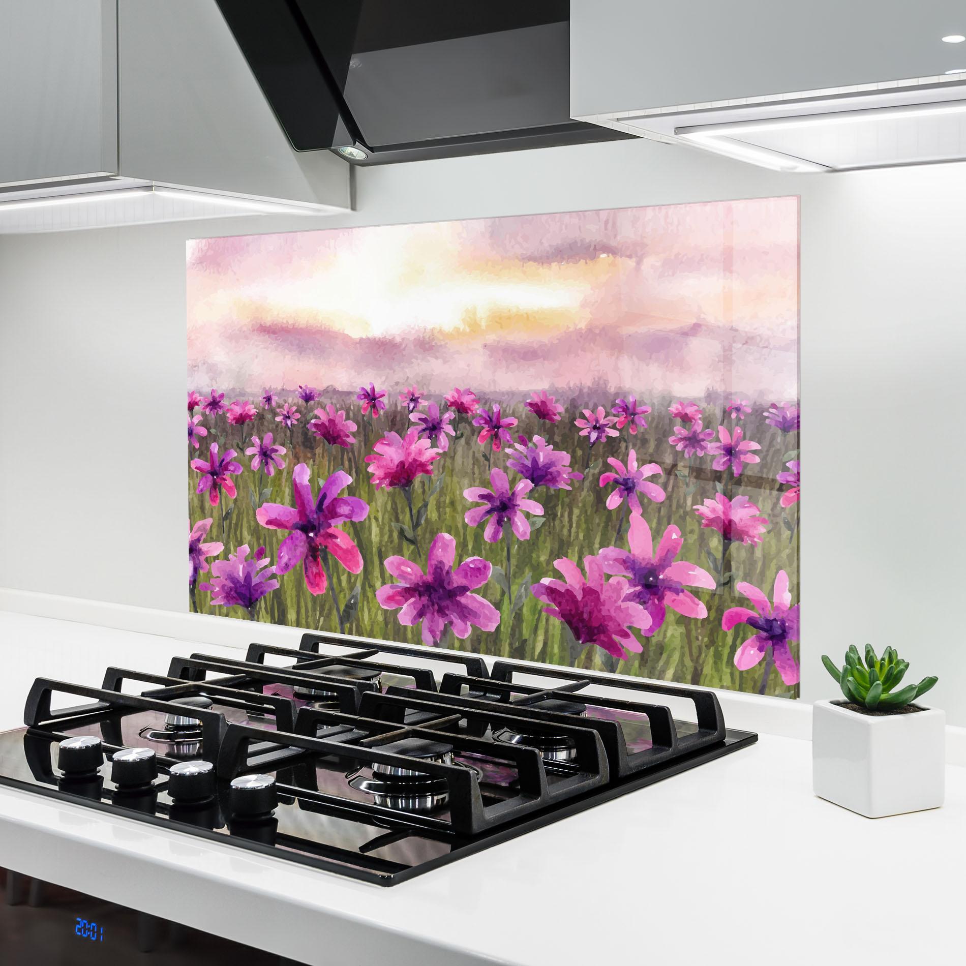 Panou Sticla Bucatarie Purple Flower Spring mockup 6