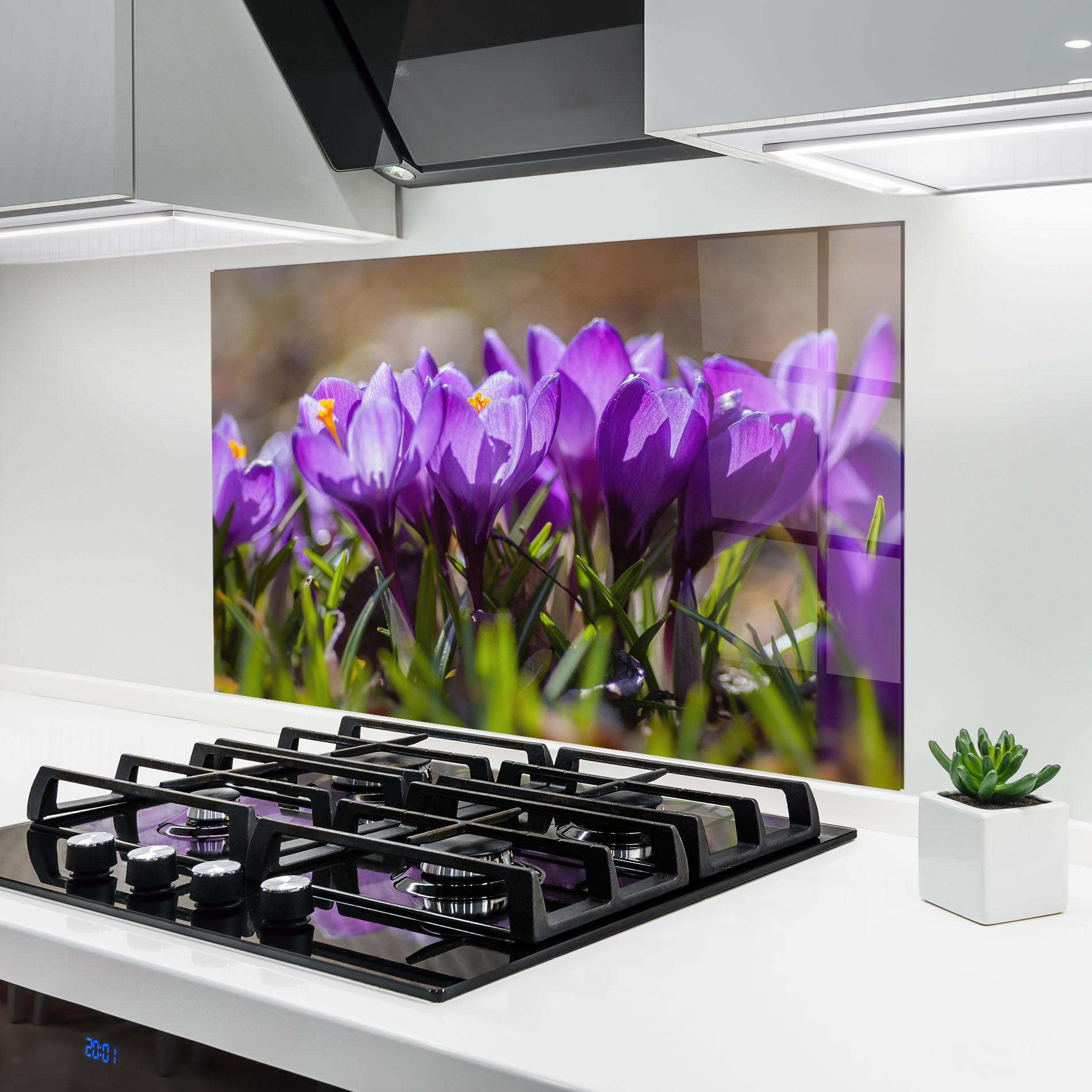 Panou Sticla Bucatarie Purple Spring Flower mockup 6