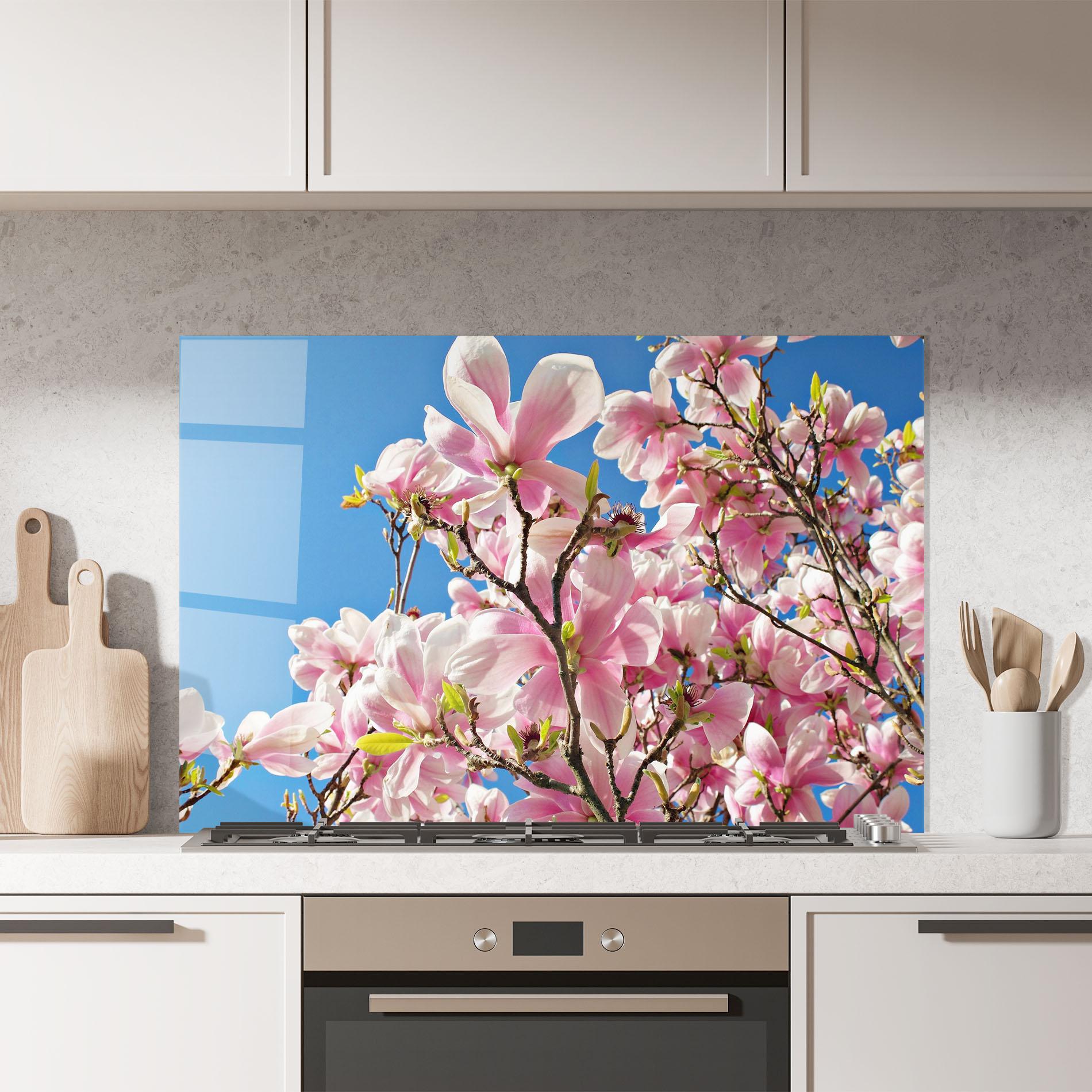 Panou Sticla Bucatarie Beautiful Pink Chinese Tree mockup 7