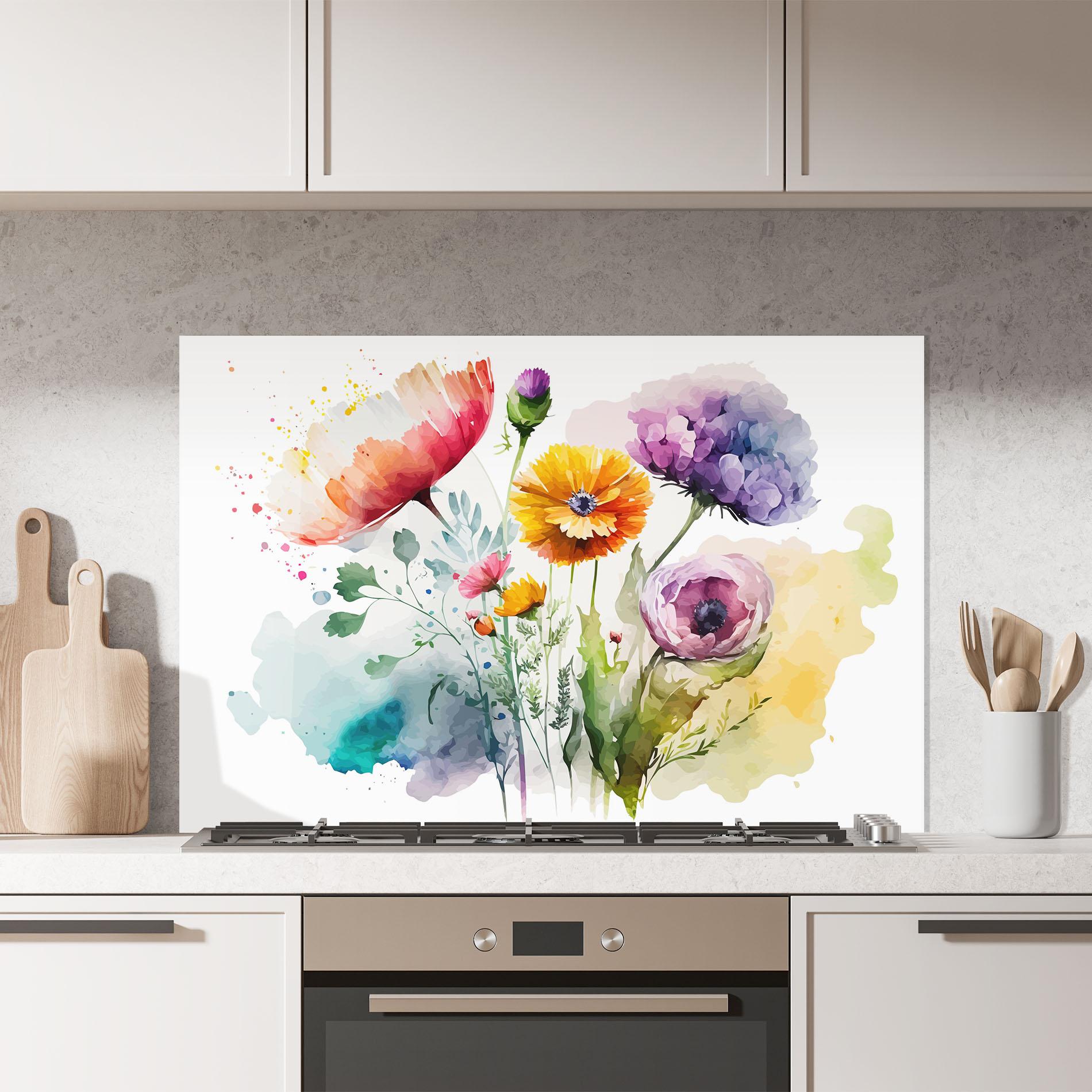 Panou Sticla Bucatarie Beautiful Spring Flowers mockup 7