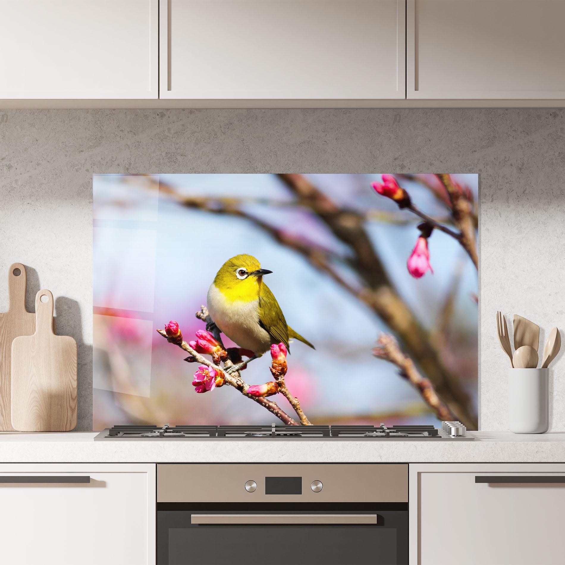 Panou Sticla Bucatarie Cute Pink Flower Buds mockup 7