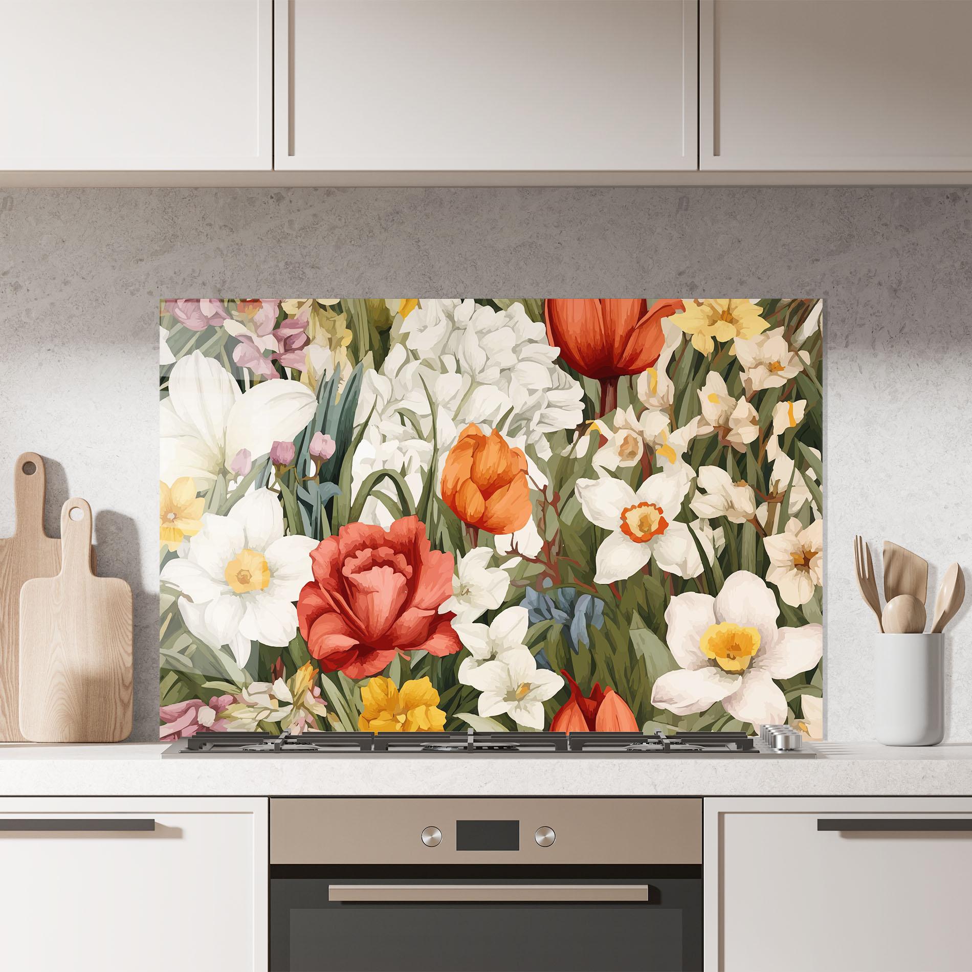 Panou Sticla Bucatarie Orange Red Spring mockup 7