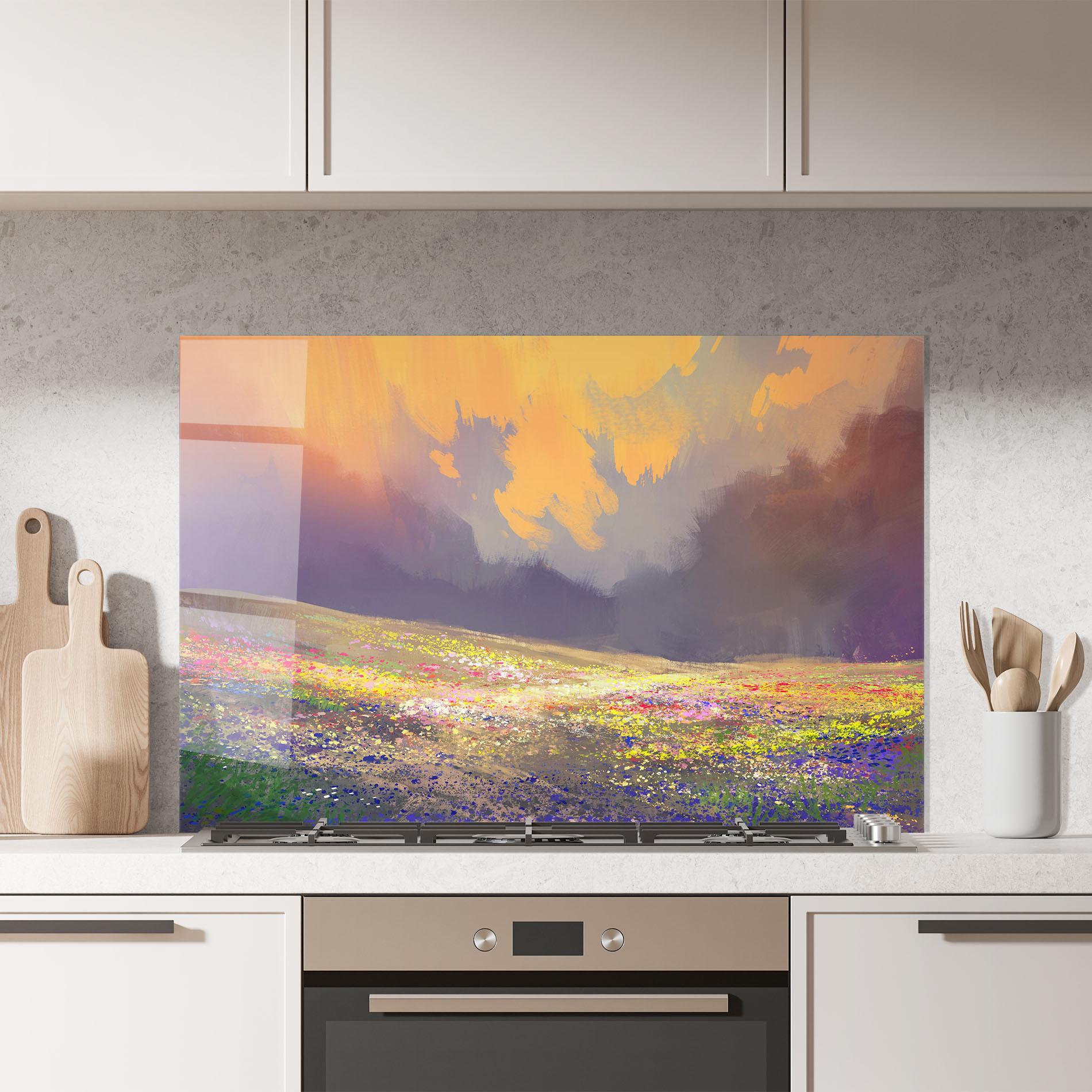 Panou Sticla Bucatarie Pretty Spring Field mockup 7