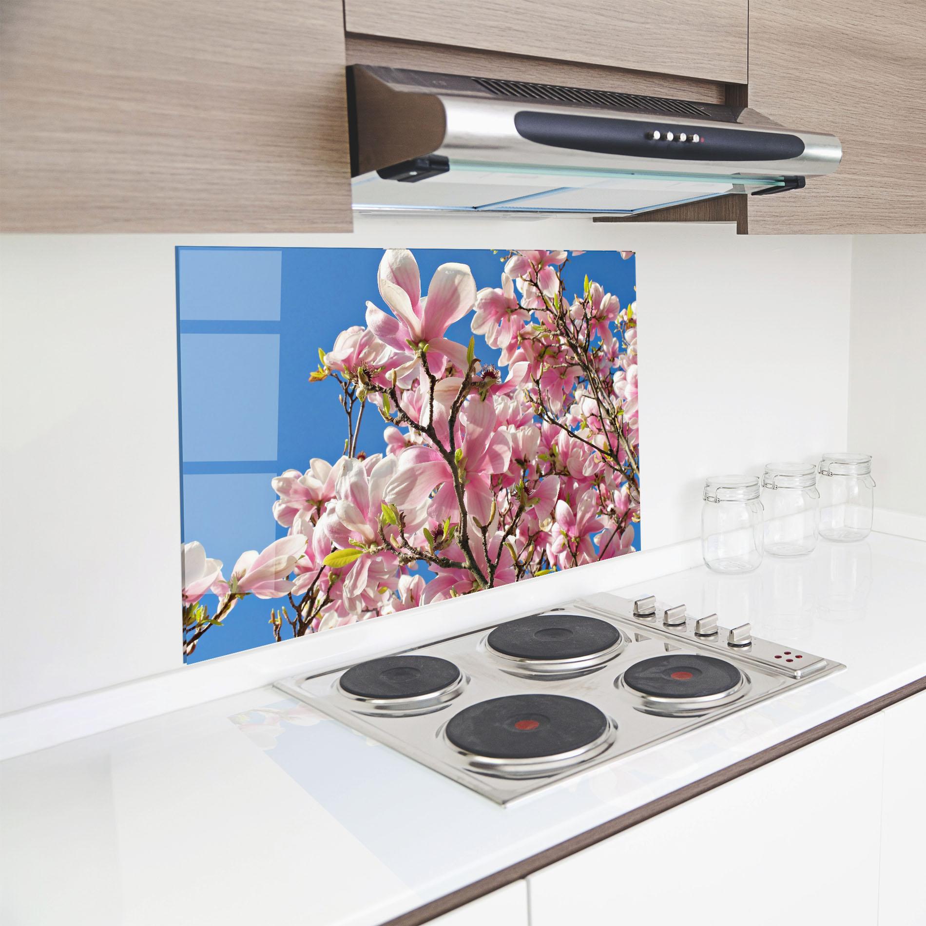 Panou Sticla Bucatarie Beautiful Pink Chinese Tree mockup 8