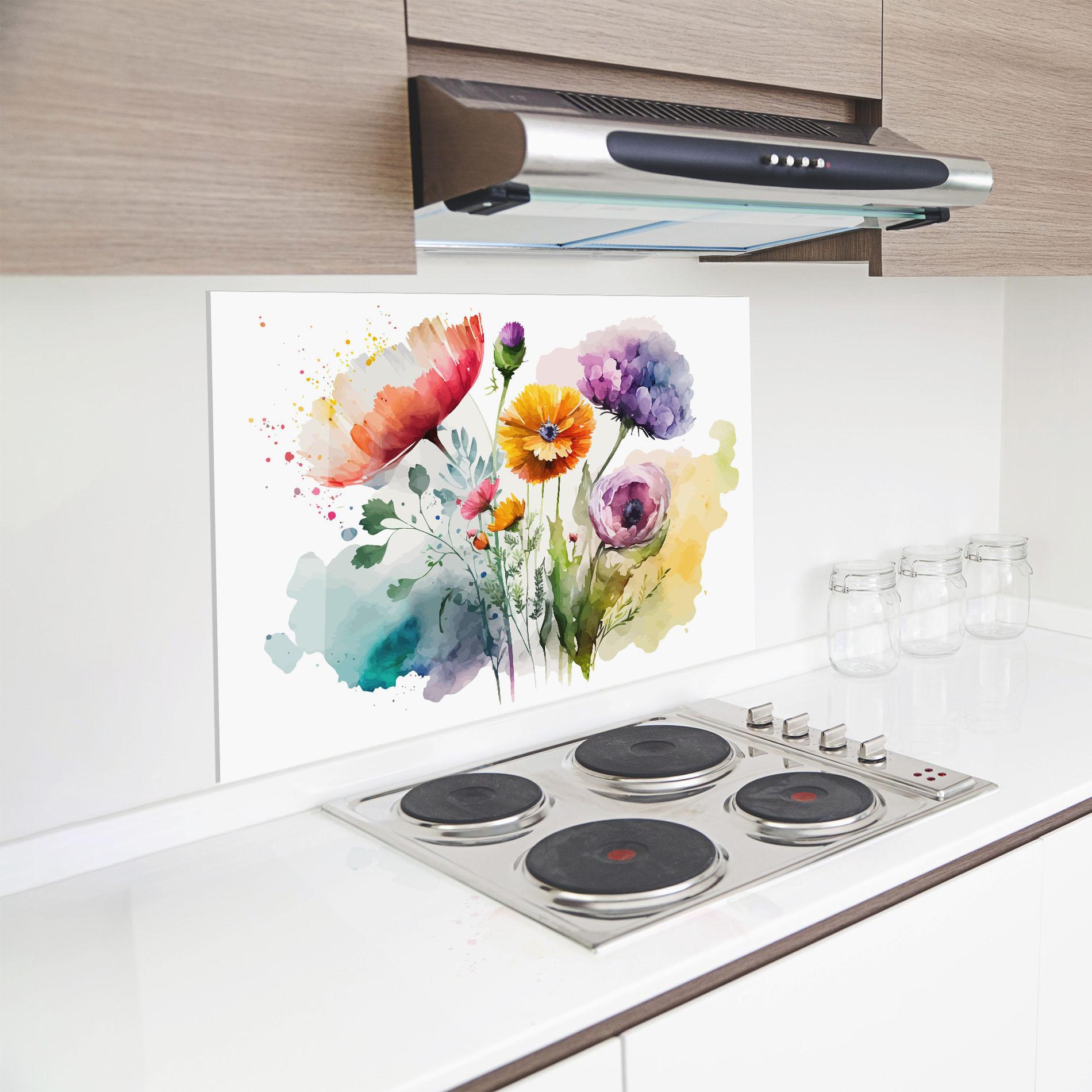 Panou Sticla Bucatarie Beautiful Spring Flowers mockup 8