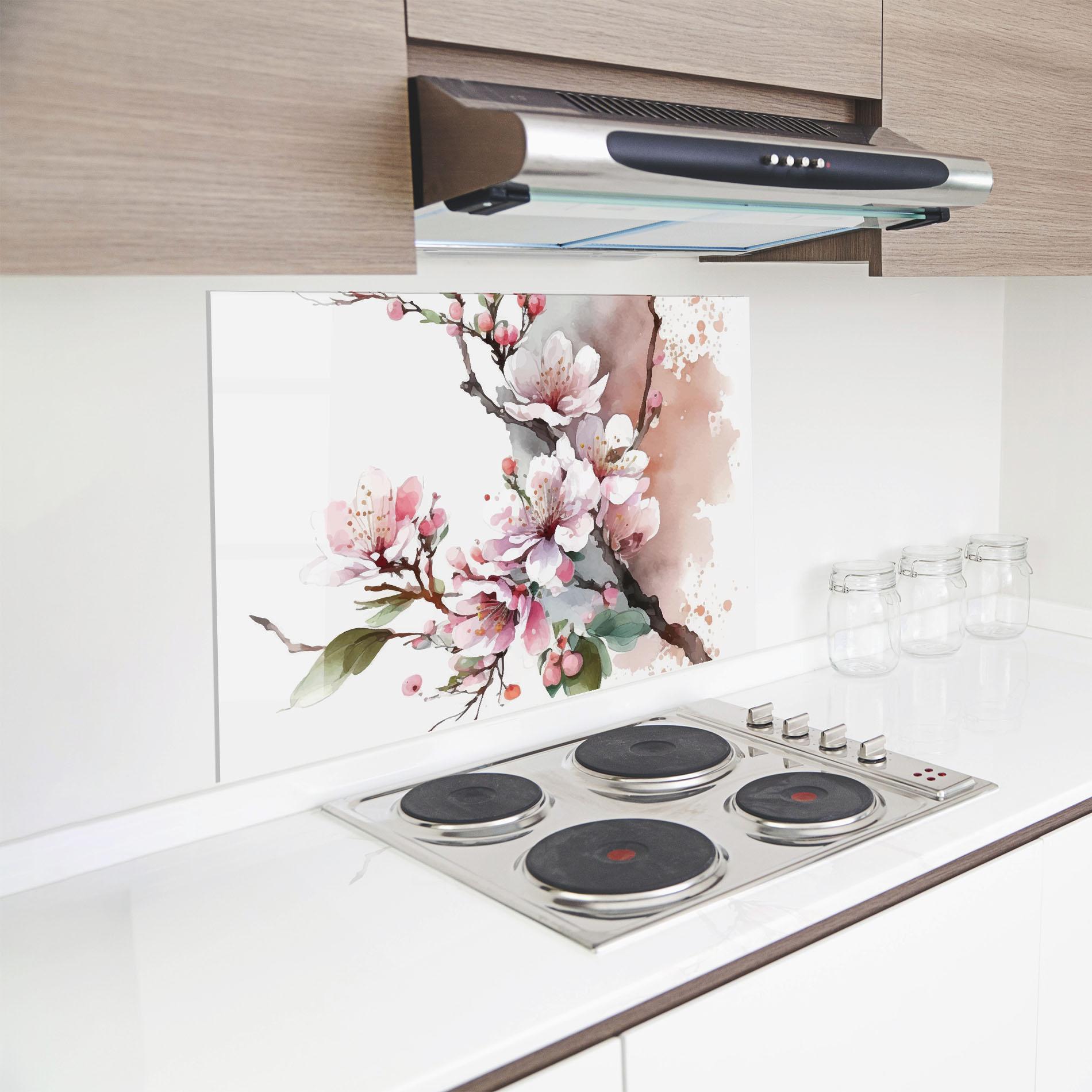 Panou Sticla Bucatarie Cherry Spring Flower mockup 8