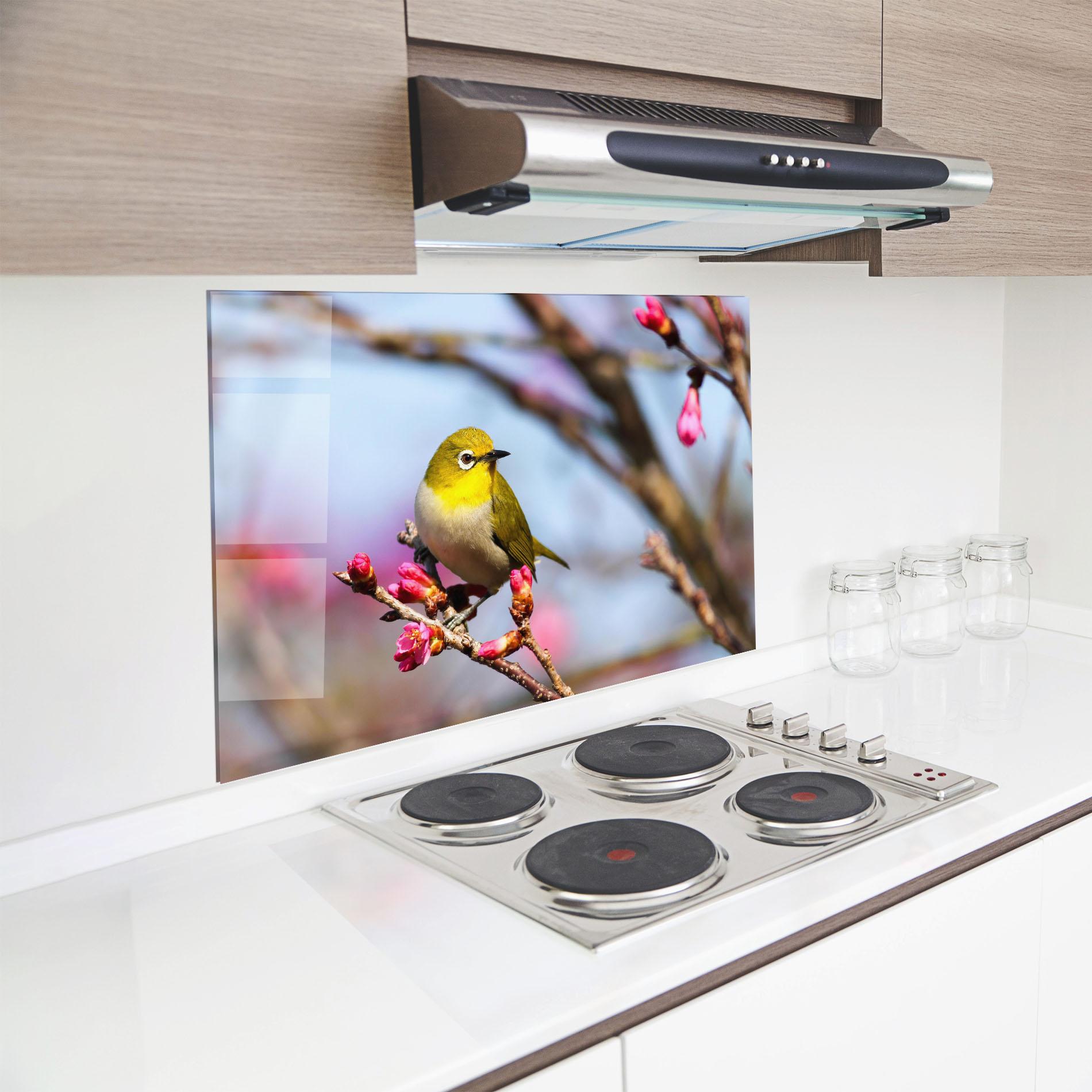 Panou Sticla Bucatarie Cute Pink Flower Buds mockup 8