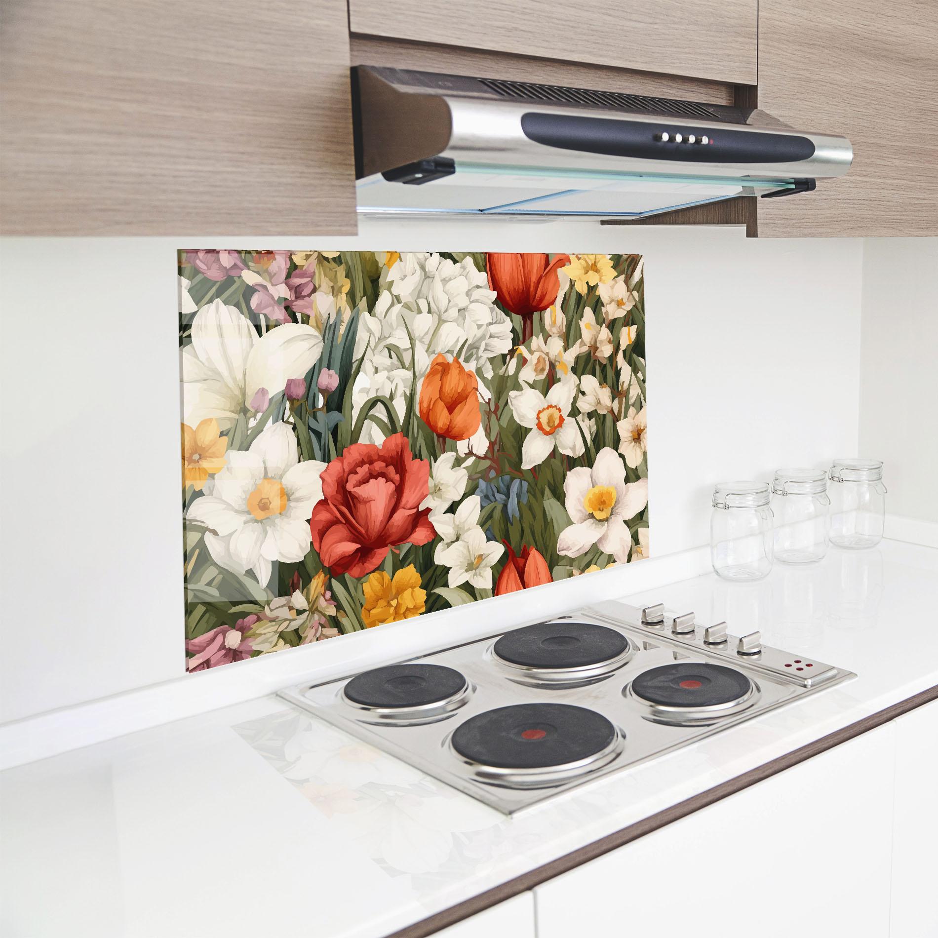 Panou Sticla Bucatarie Orange Red Spring mockup 8