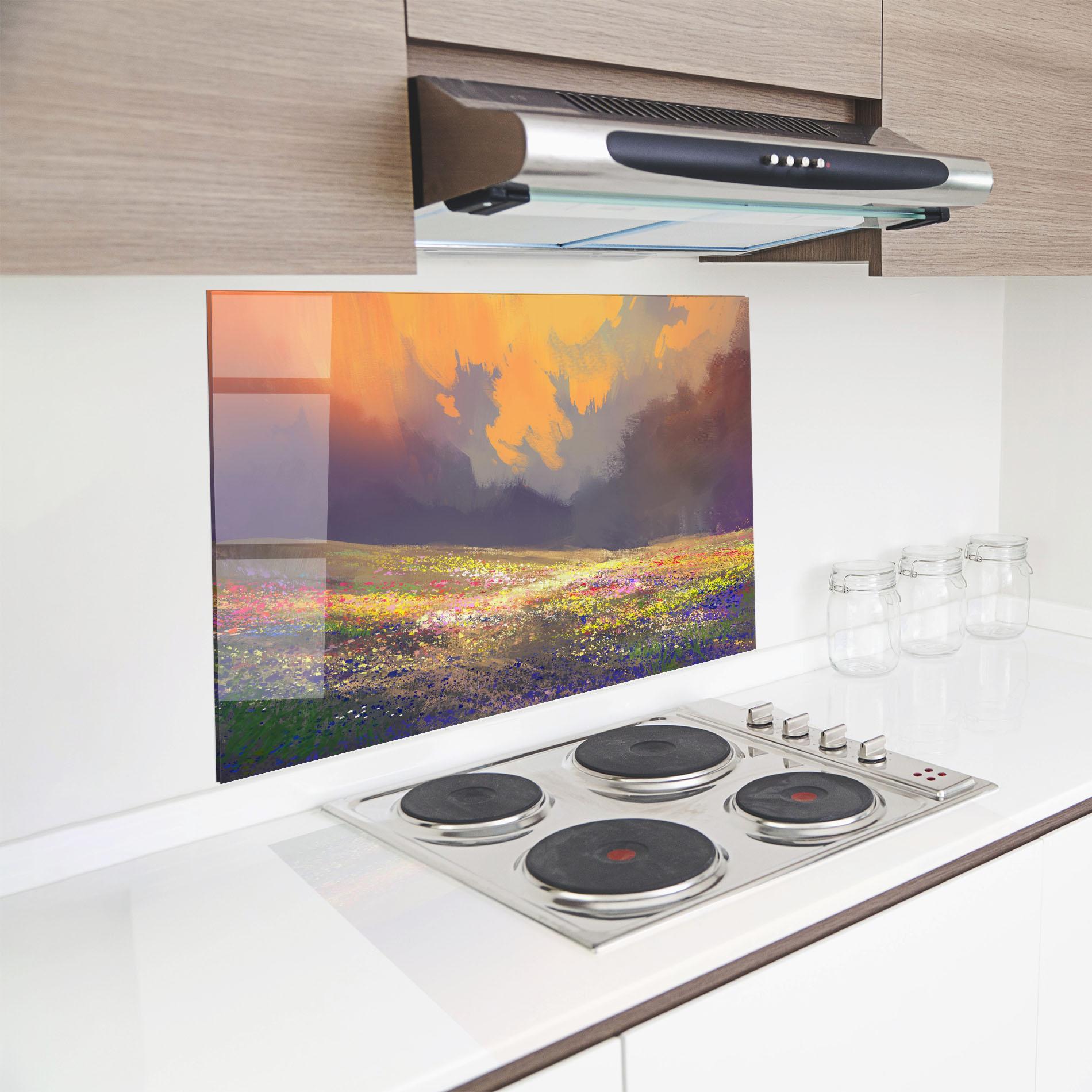 Panou Sticla Bucatarie Pretty Spring Field mockup 8