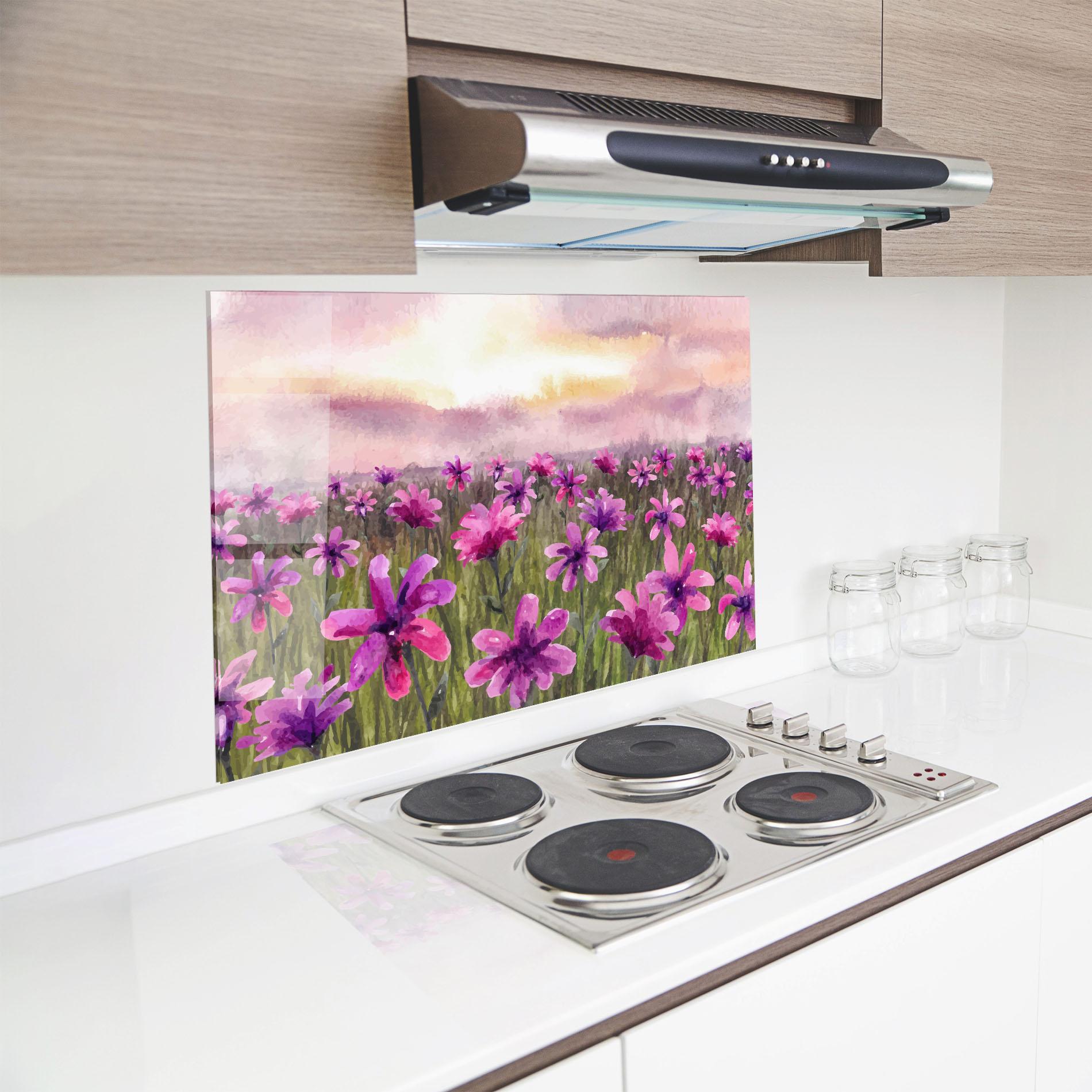 Panou Sticla Bucatarie Purple Flower Spring mockup 8