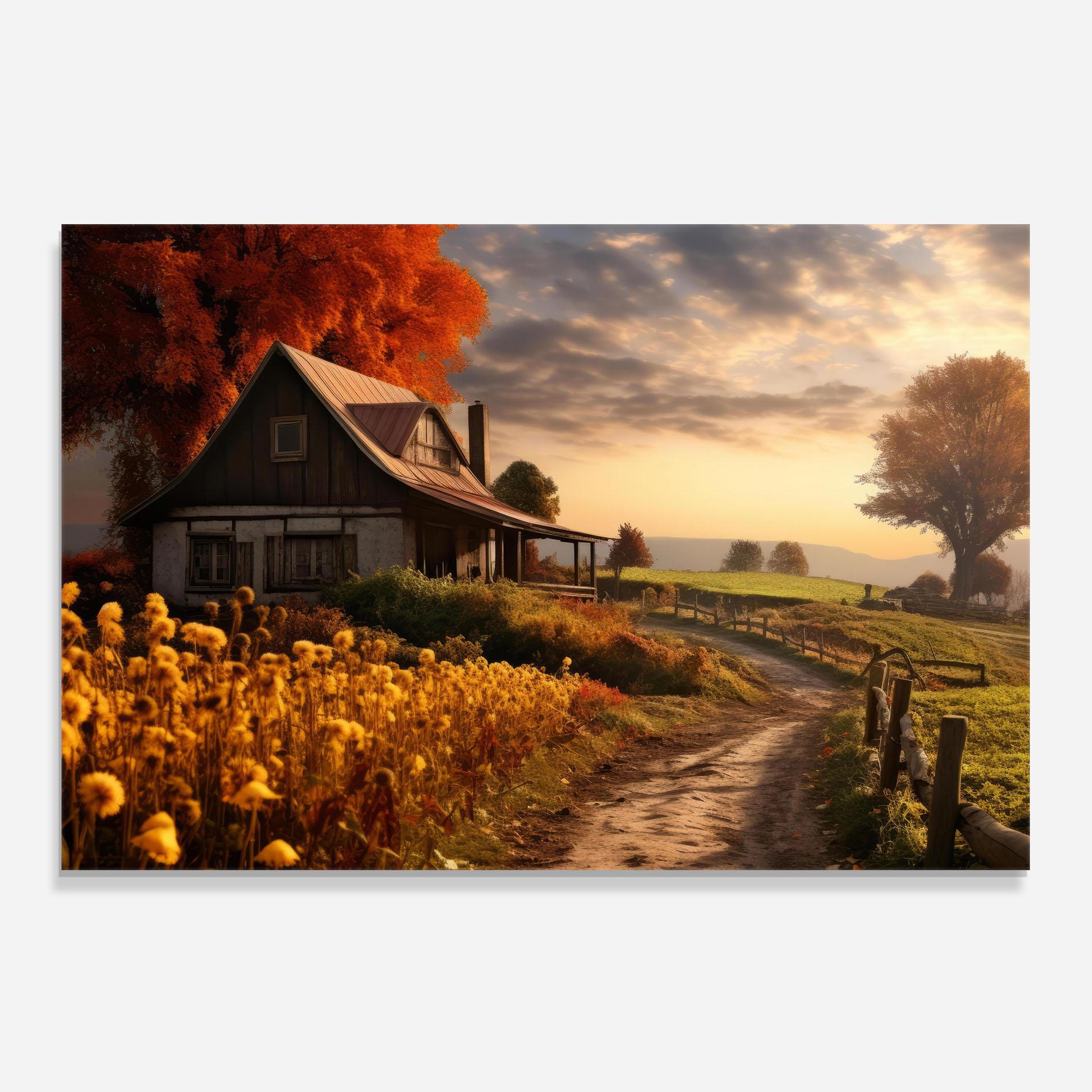 Panou Sticla Bucatarie Autumn Farm House mockup 0