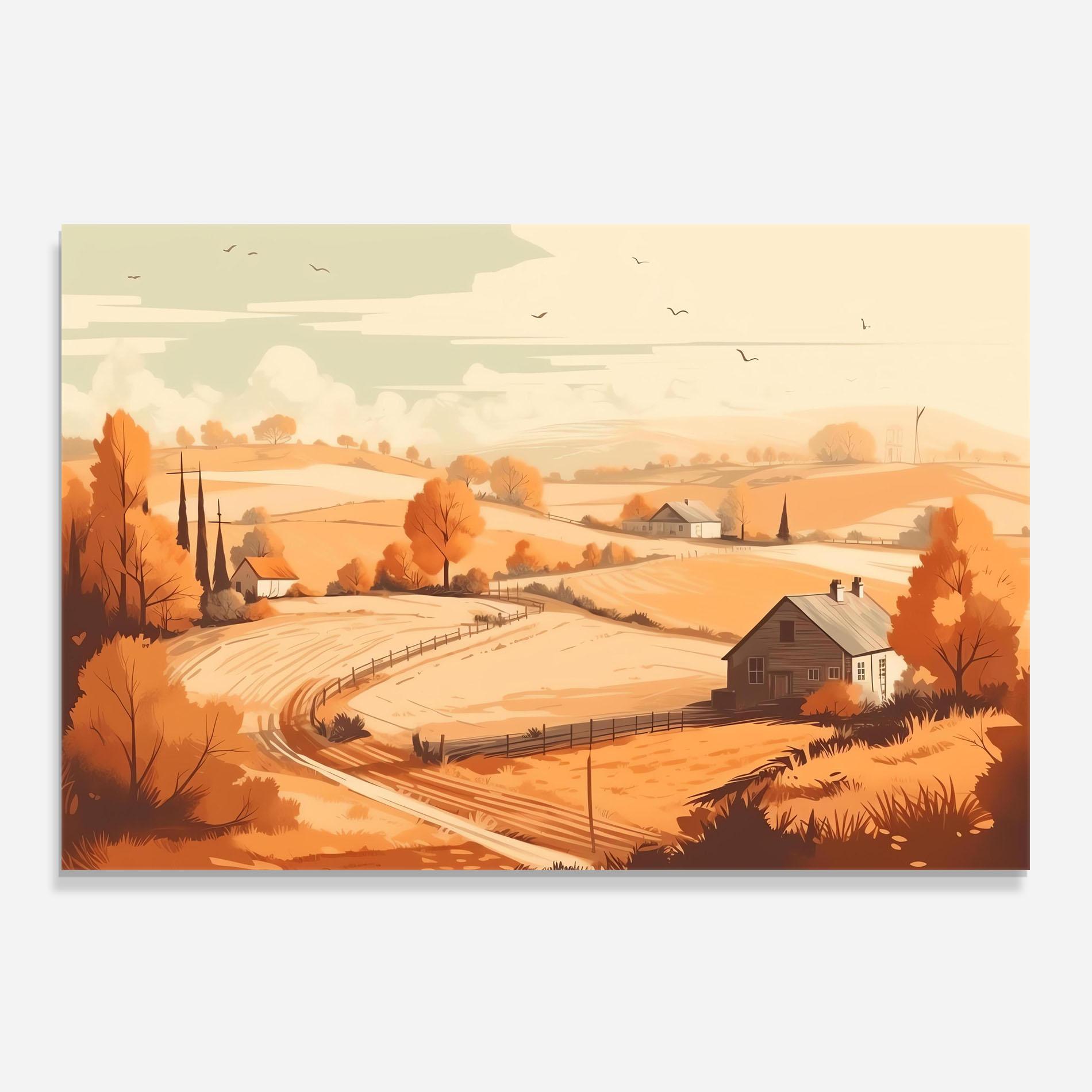 Panou Sticla Bucatarie Autumn Rural Wheat mockup 0