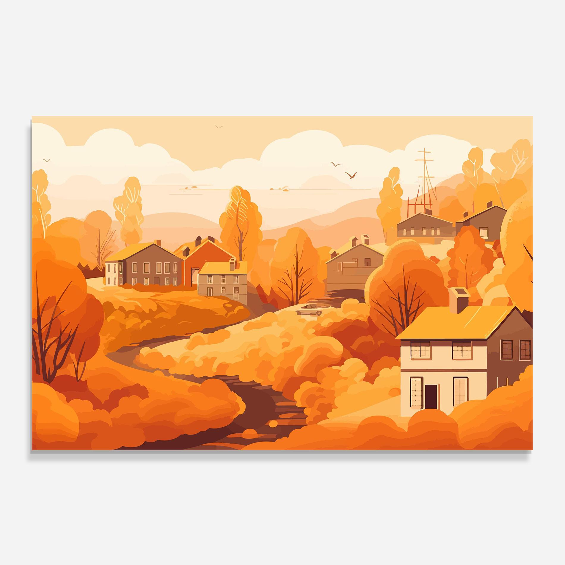Panou Sticla Bucatarie Countryside Autumn mockup 0
