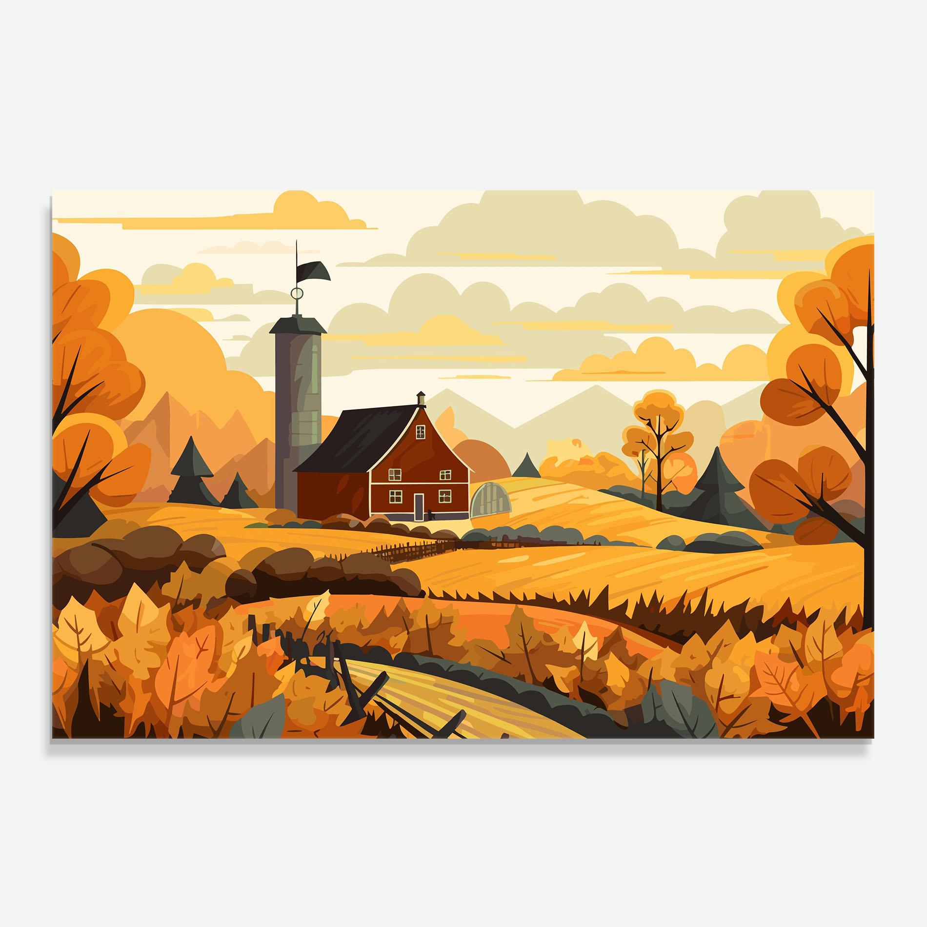 Panou Sticla Bucatarie Countryside House mockup 0