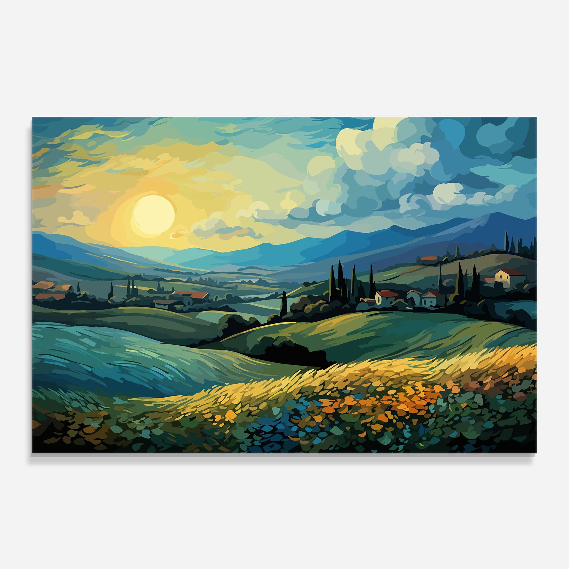 Panou Sticla Bucatarie Fantasy Blue View mockup 0