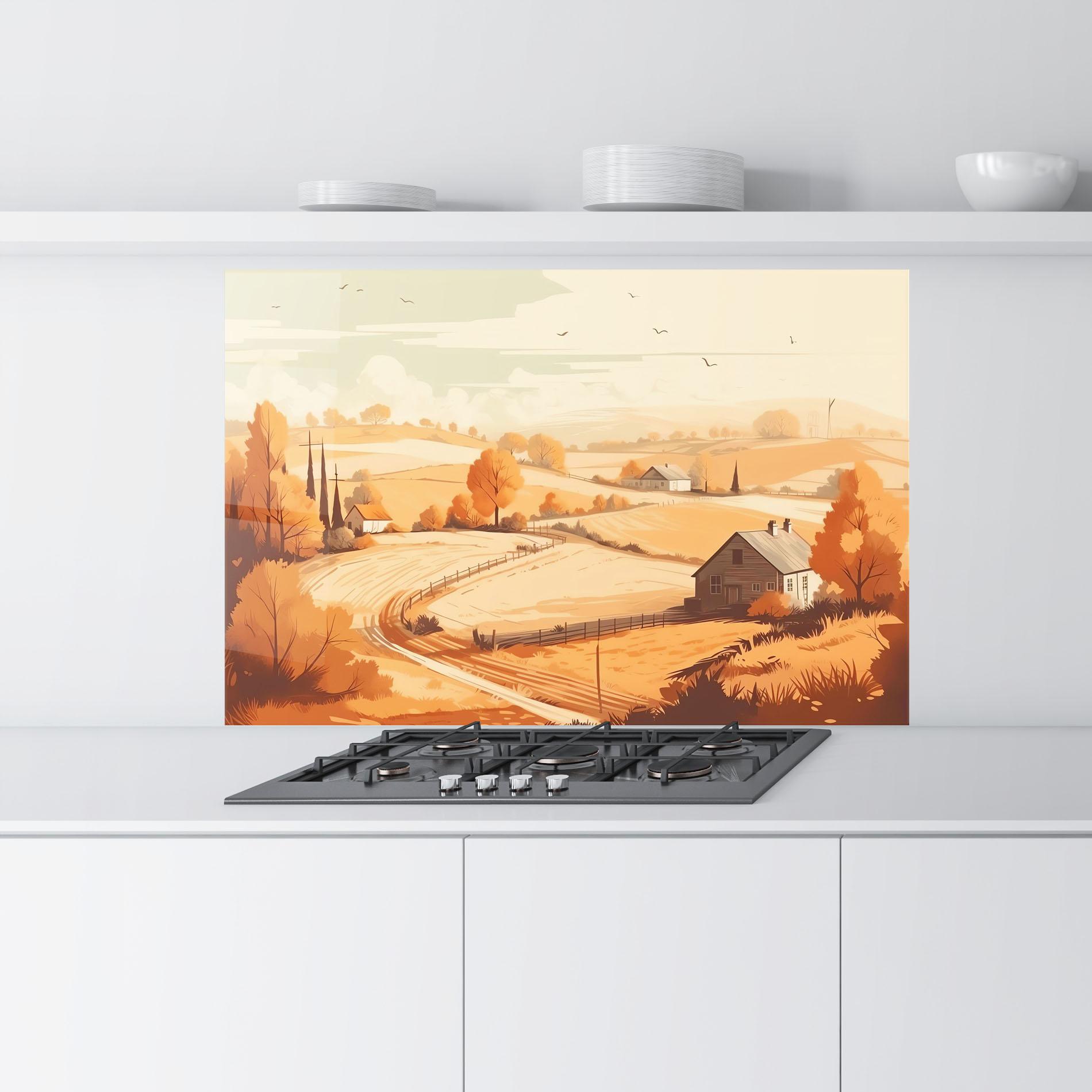 Panou Sticla Bucatarie Autumn Rural Wheat mockup 9